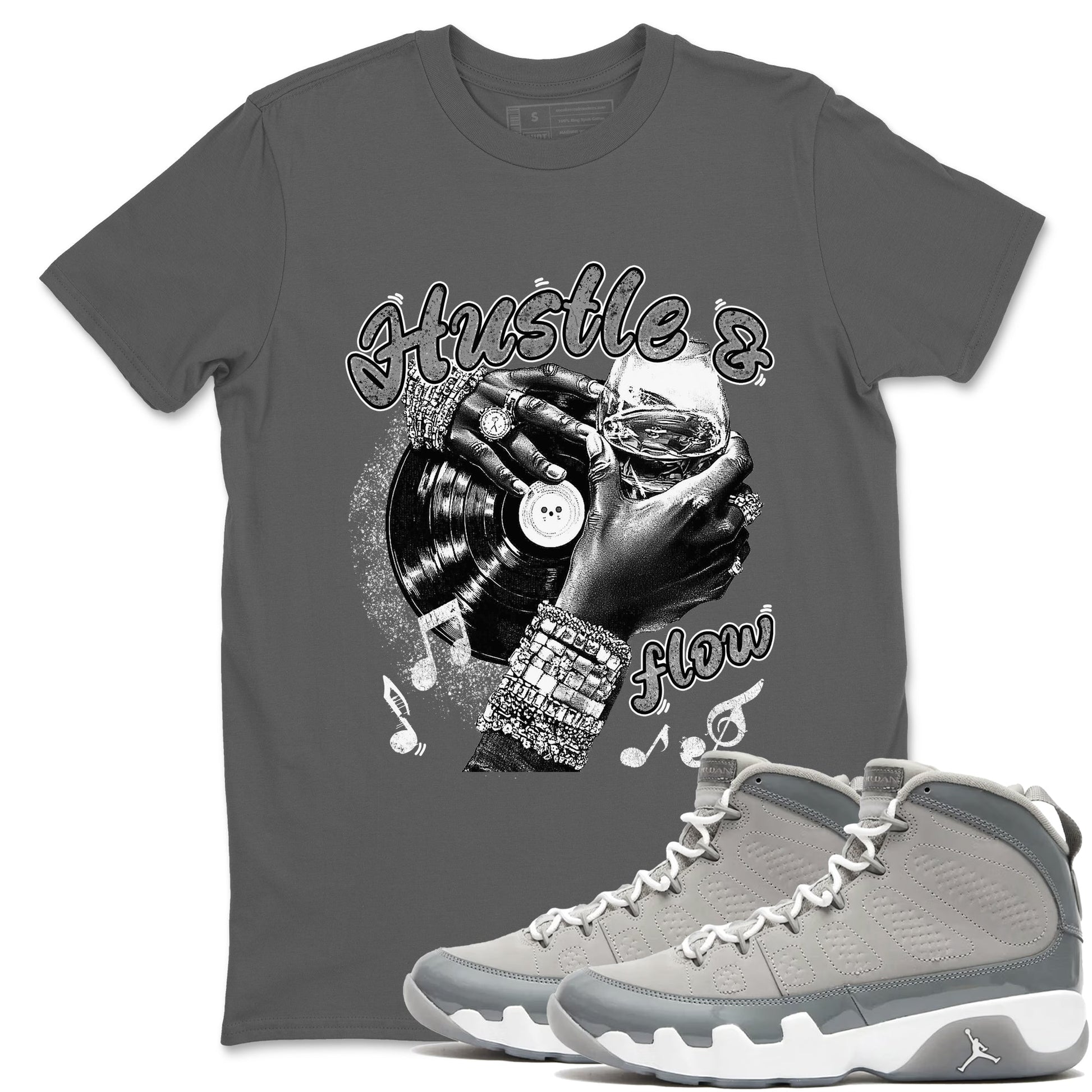 9s Cool Grey best t shirts to wear with jordans Hustle and Flow sneaker match tees Air Jordan 9 Retro Cool Grey match shoes to clothes SNRT Sneaker Tees unisex cotton Cool Grey 1 shirts