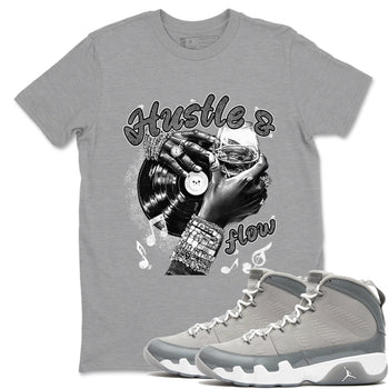 9s Cool Grey best t shirts to wear with jordans Hustle and Flow sneaker match tees Air Jordan 9 Retro Cool Grey match shoes to clothes SNRT Sneaker Tees unisex cotton Heather Grey 1 shirts