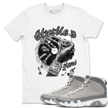 9s Cool Grey best t shirts to wear with jordans Hustle and Flow sneaker match tees Air Jordan 9 Retro Cool Grey match shoes to clothes SNRT Sneaker Tees unisex cotton White 1 shirts