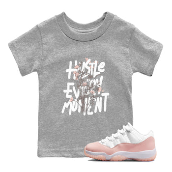 11s Legend Pink shirts to match jordans Hustle Every Moment sneaker match tees Air Jordan 11 WMNS Legend Pink SNRT Sneaker Tees streetwear brand Baby and Youth Heather Grey 1 cotton tee