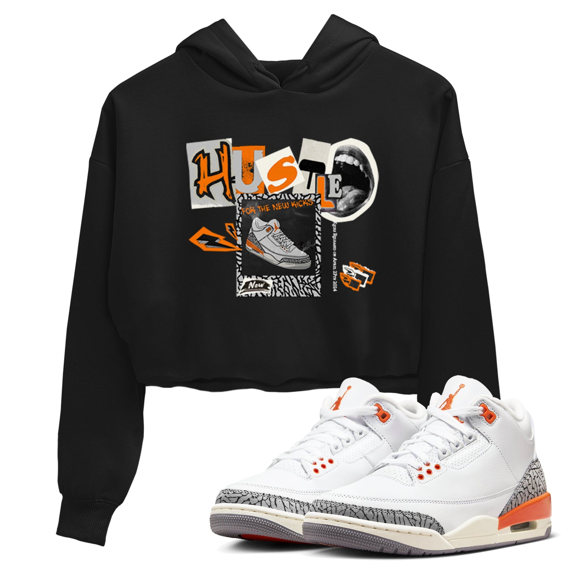 3s Georgia Peach shirt to match jordans Hustle For The New Kicks sneaker tees Air Jordan 3 Georgia Peach SNRT Sneaker Release Tees Black 1 crop length shirt