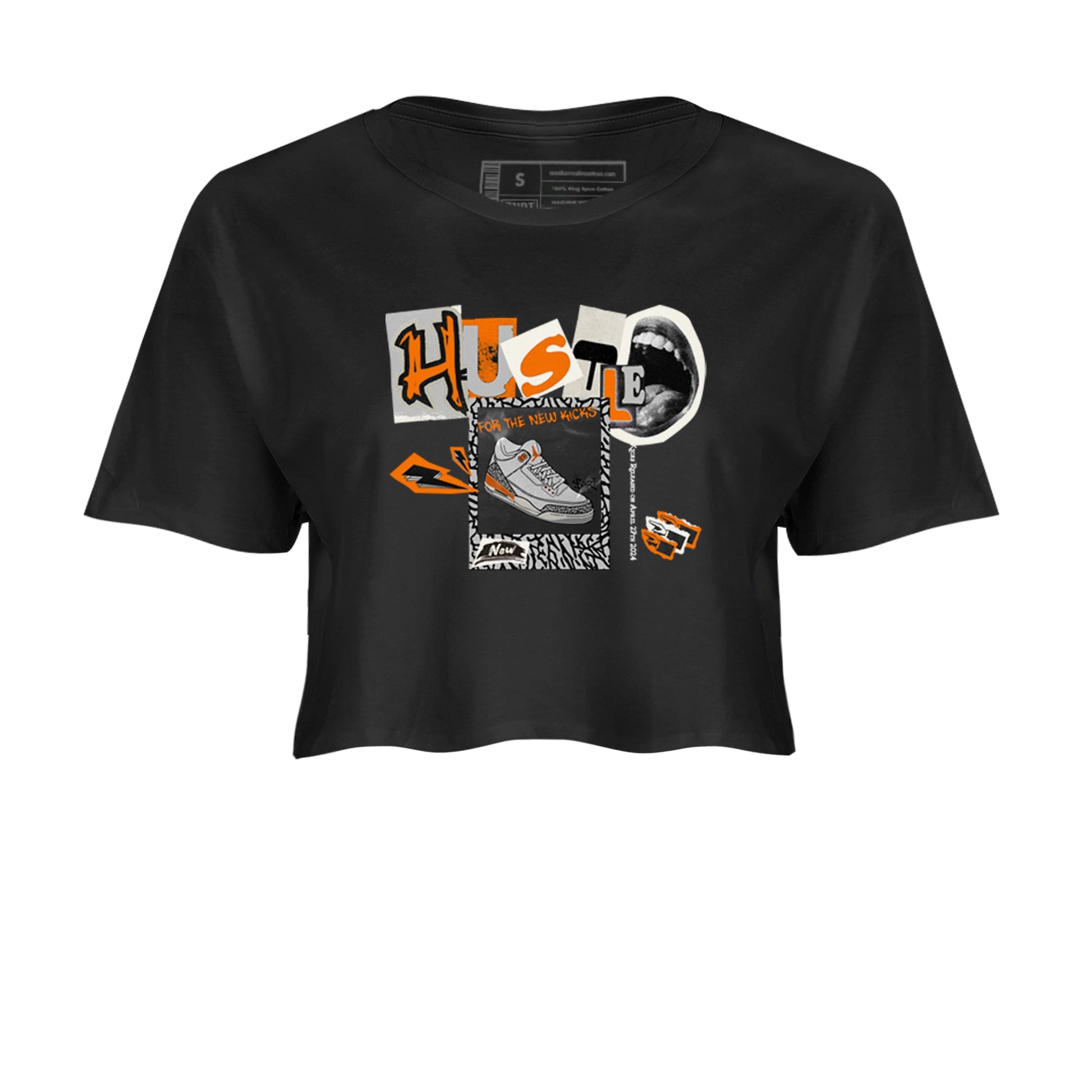 3s Georgia Peach shirt to match jordans Hustle For The New Kicks sneaker tees Air Jordan 3 Georgia Peach SNRT Sneaker Release Tees Black 2 crop length shirt