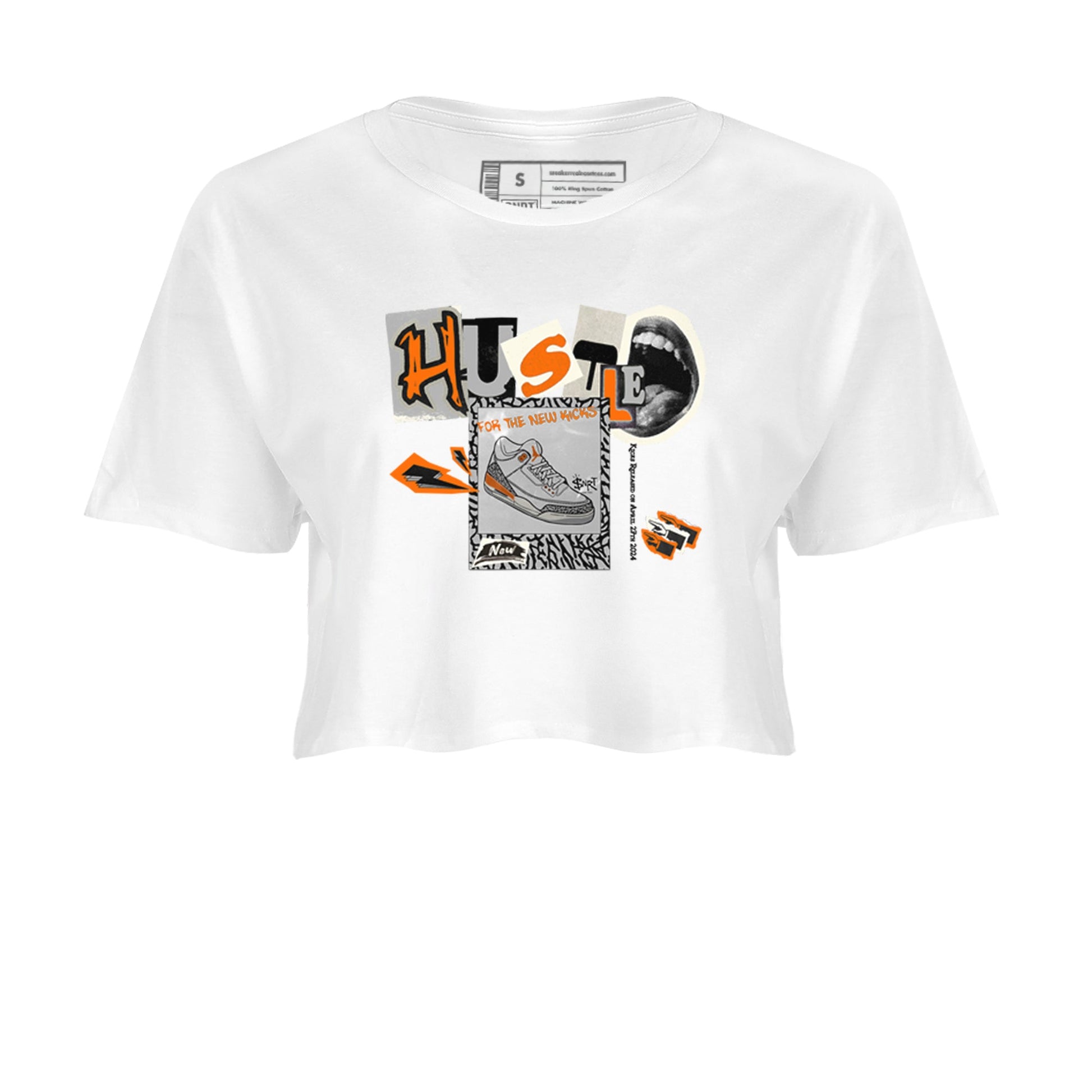 3s Georgia Peach shirt to match jordans Hustle For The New Kicks sneaker tees Air Jordan 3 Georgia Peach SNRT Sneaker Release Tees White 2 crop length shirt