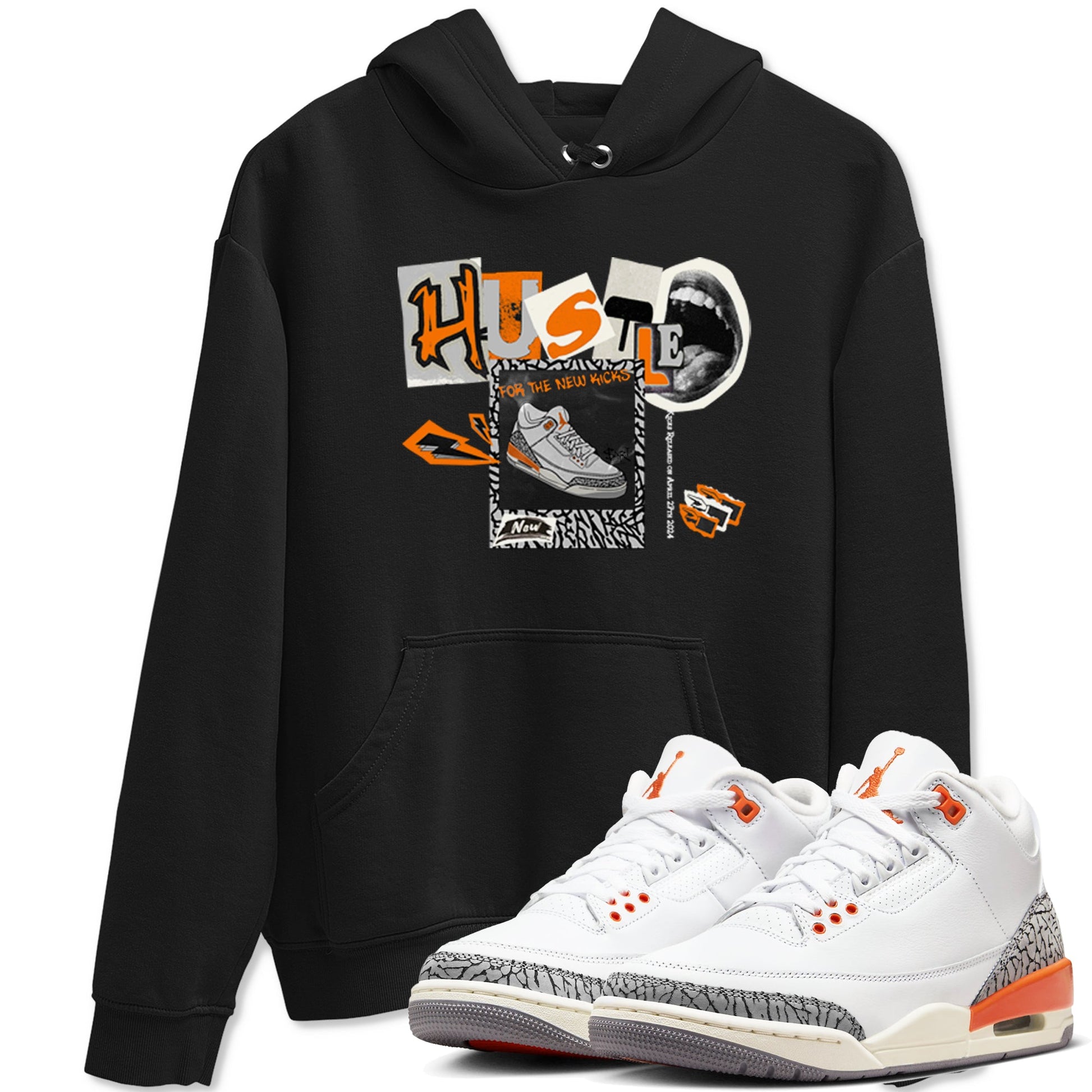 3s Georgia Peach shirt to match jordans Hustle For The New Kicks sneaker tees Air Jordan 3 Georgia Peach SNRT Sneaker Release Tees unisex cotton Black 1 crew neck shirt