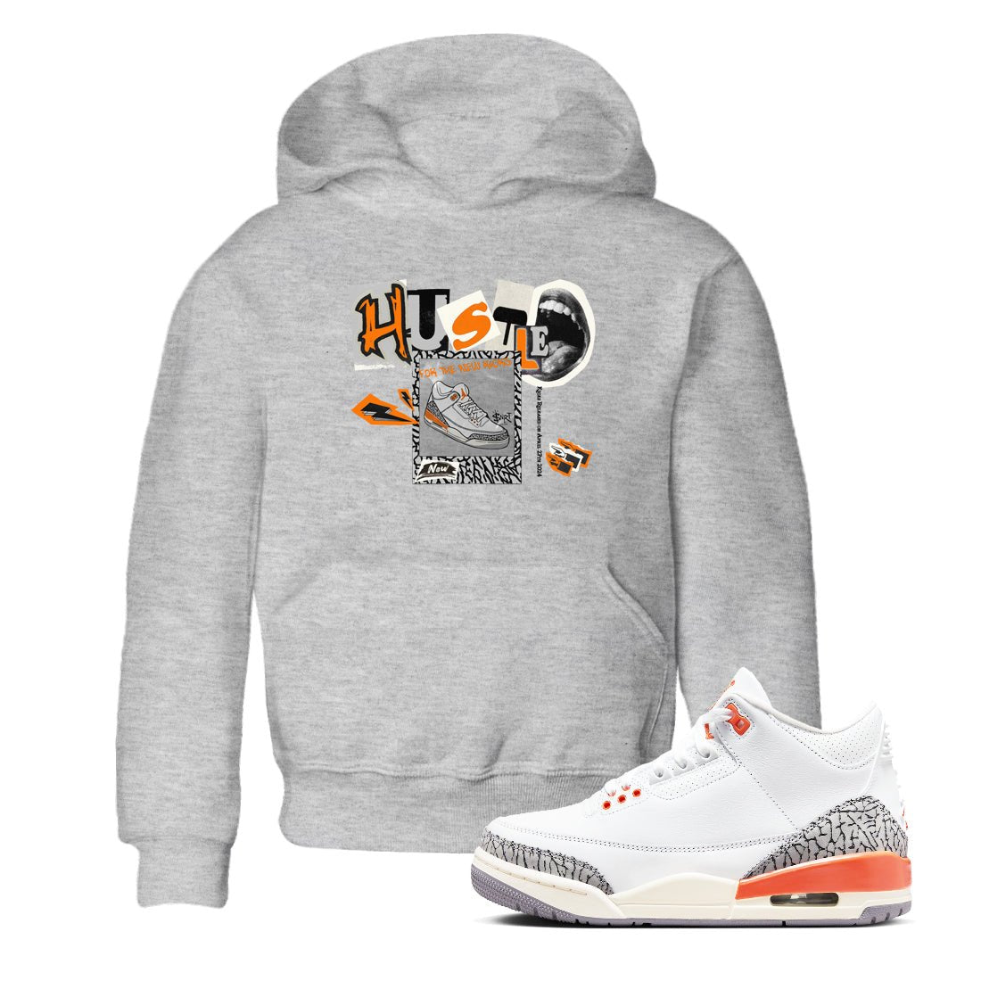 3s Georgia Peach shirt to match jordans Hustle For The New Kicks sneaker tees Air Jordan 3 Georgia Peach SNRT sneaker release tees baby toddler Heather Grey 1 cotton Shirt