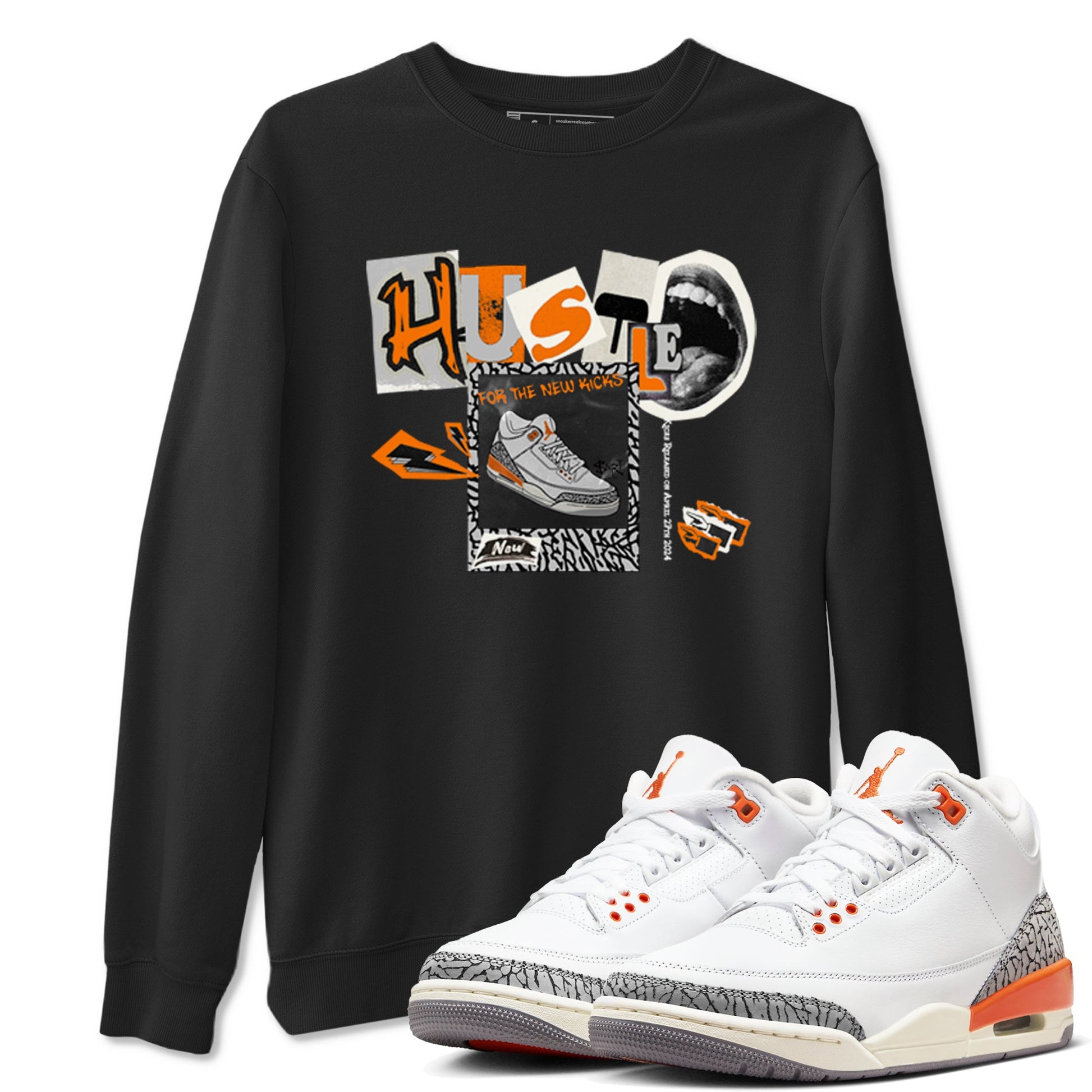 3s Georgia Peach shirt to match jordans Hustle For The New Kicks sneaker tees Air Jordan 3 Georgia Peach SNRT Sneaker Release Tees unisex cotton Black 1 crew neck shirt