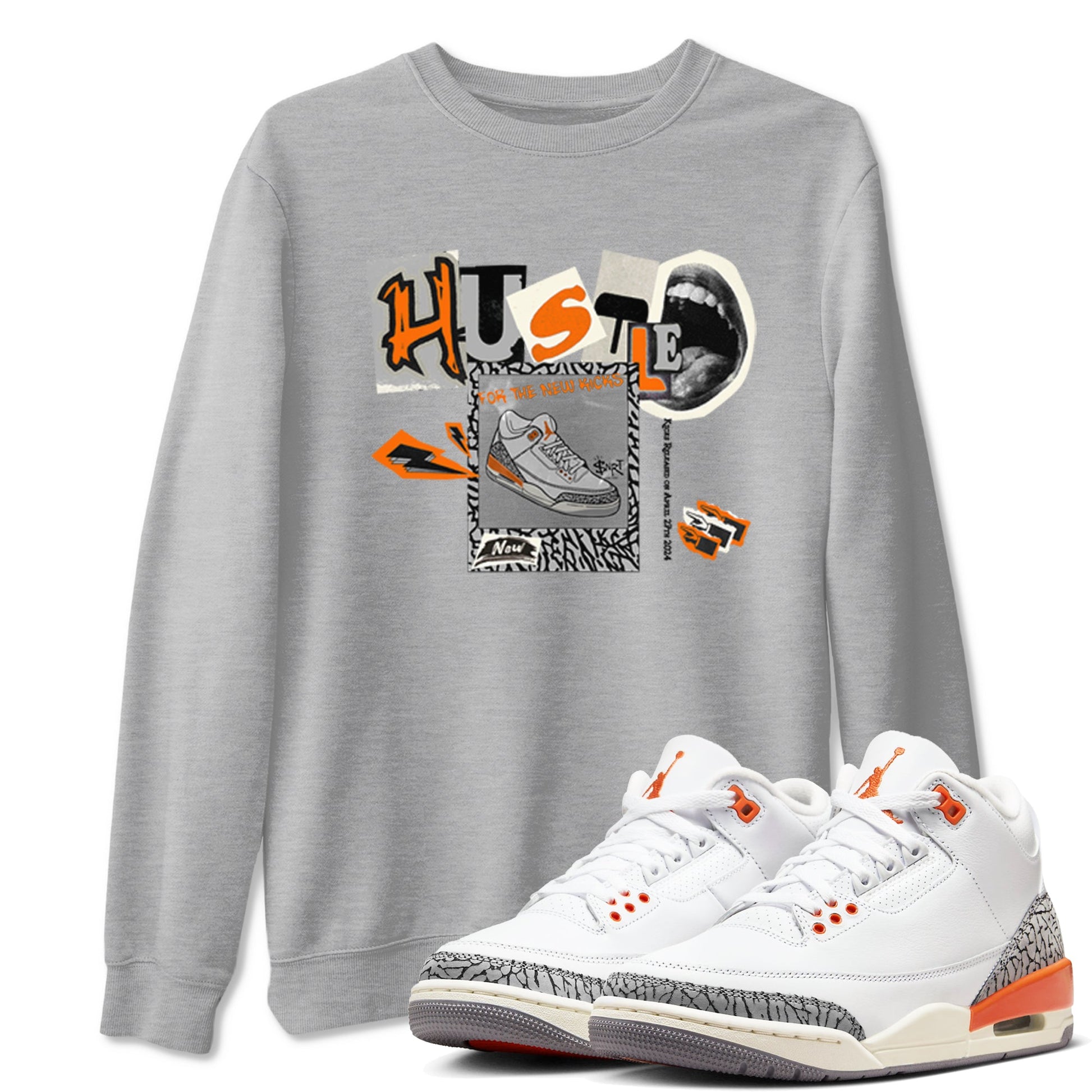 3s Georgia Peach shirt to match jordans Hustle For The New Kicks sneaker tees Air Jordan 3 Georgia Peach SNRT Sneaker Release Tees unisex cotton Heather Grey 1 crew neck shirt