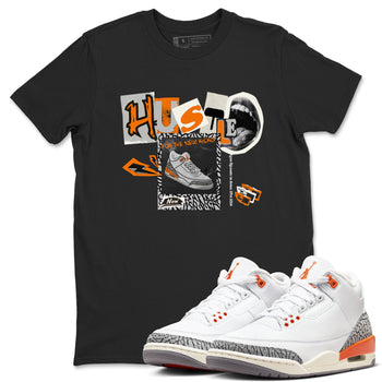 3s Georgia Peach shirt to match jordans Hustle For The New Kicks sneaker tees Air Jordan 3 Georgia Peach SNRT Sneaker Release Tees unisex cotton Black 1 crew neck shirt
