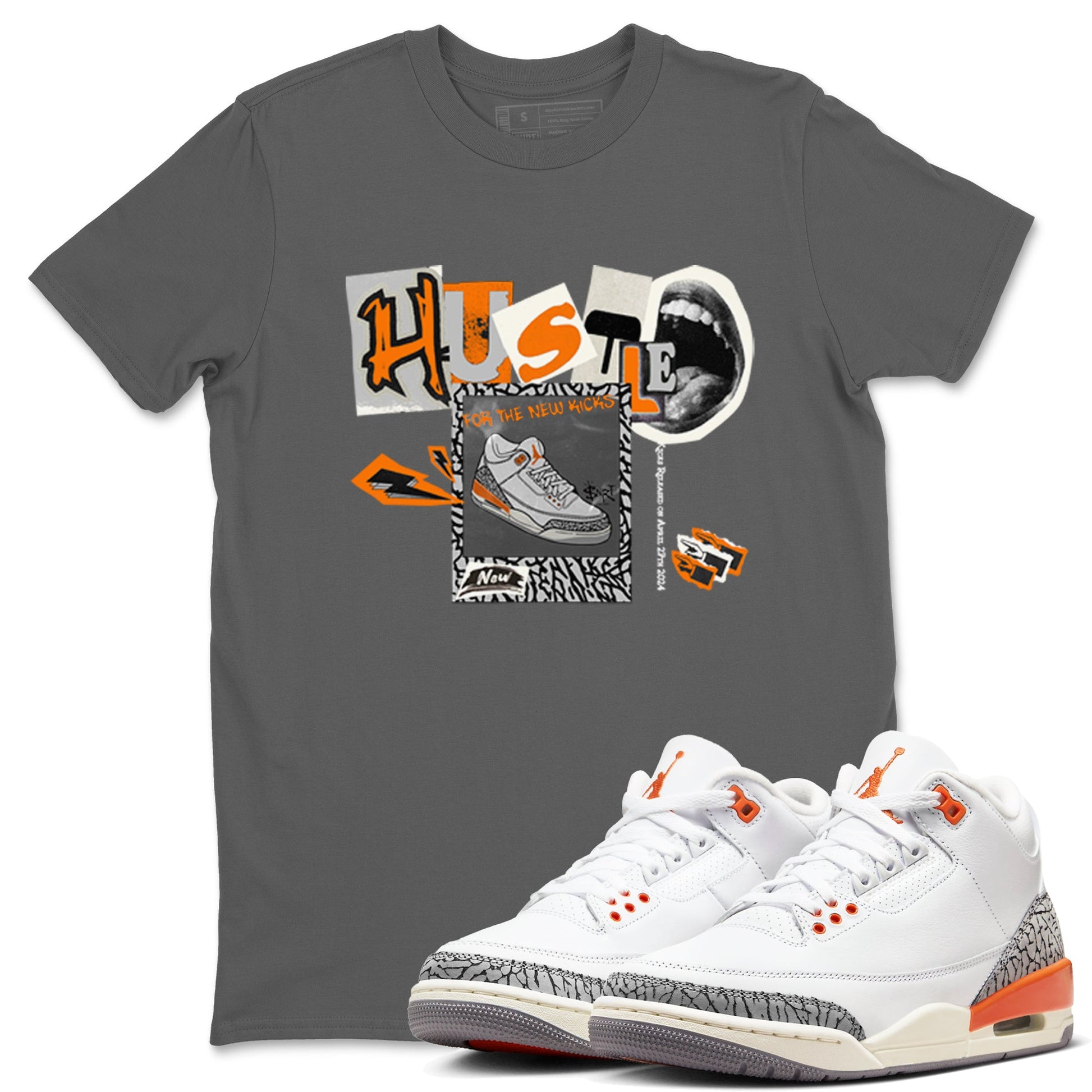 3s Georgia Peach shirt to match jordans Hustle For The New Kicks sneaker tees Air Jordan 3 Georgia Peach SNRT Sneaker Release Tees unisex cotton Cool Grey 1 crew neck shirt