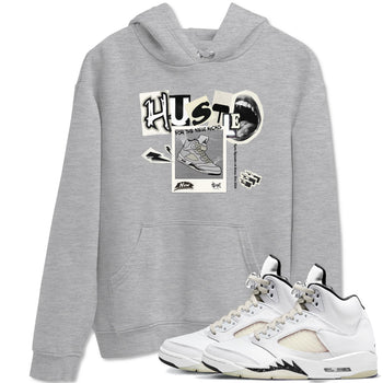 AJ5 Sail shirt to match jordans Hustle For The New Kicks sneaker tees Air Jordan 5 Sail SNRT Sneaker Release Tees unisex cotton Heather Grey 1 crew neck shirt