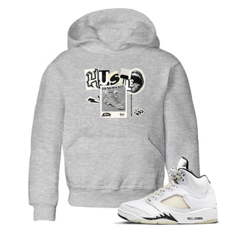 AJ5 Sail shirt to match jordans Hustle For The New Kicks sneaker tees Air Jordan 5 Sail SNRT sneaker release tees baby toddler Heather Grey 1 cotton Shirt