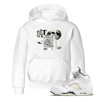 AJ5 Sail shirt to match jordans Hustle For The New Kicks sneaker tees Air Jordan 5 Sail SNRT sneaker release tees baby toddler White 1 cotton Shirt