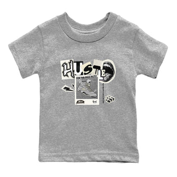 AJ5 Sail shirt to match jordans Hustle For The New Kicks sneaker tees Air Jordan 5 Sail SNRT sneaker release tees baby toddler Heather Grey 2 cotton Shirt