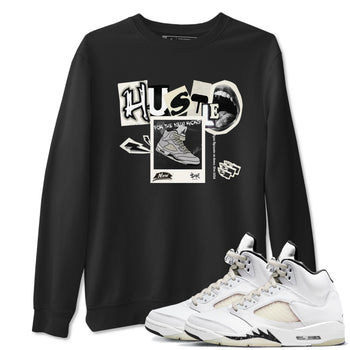 AJ5 Sail shirt to match jordans Hustle For The New Kicks sneaker tees Air Jordan 5 Sail SNRT Sneaker Release Tees unisex cotton Black 1 crew neck shirt
