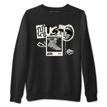 AJ5 Sail shirt to match jordans Hustle For The New Kicks sneaker tees Air Jordan 5 Sail SNRT Sneaker Release Tees unisex cotton Black 2 crew neck shirt
