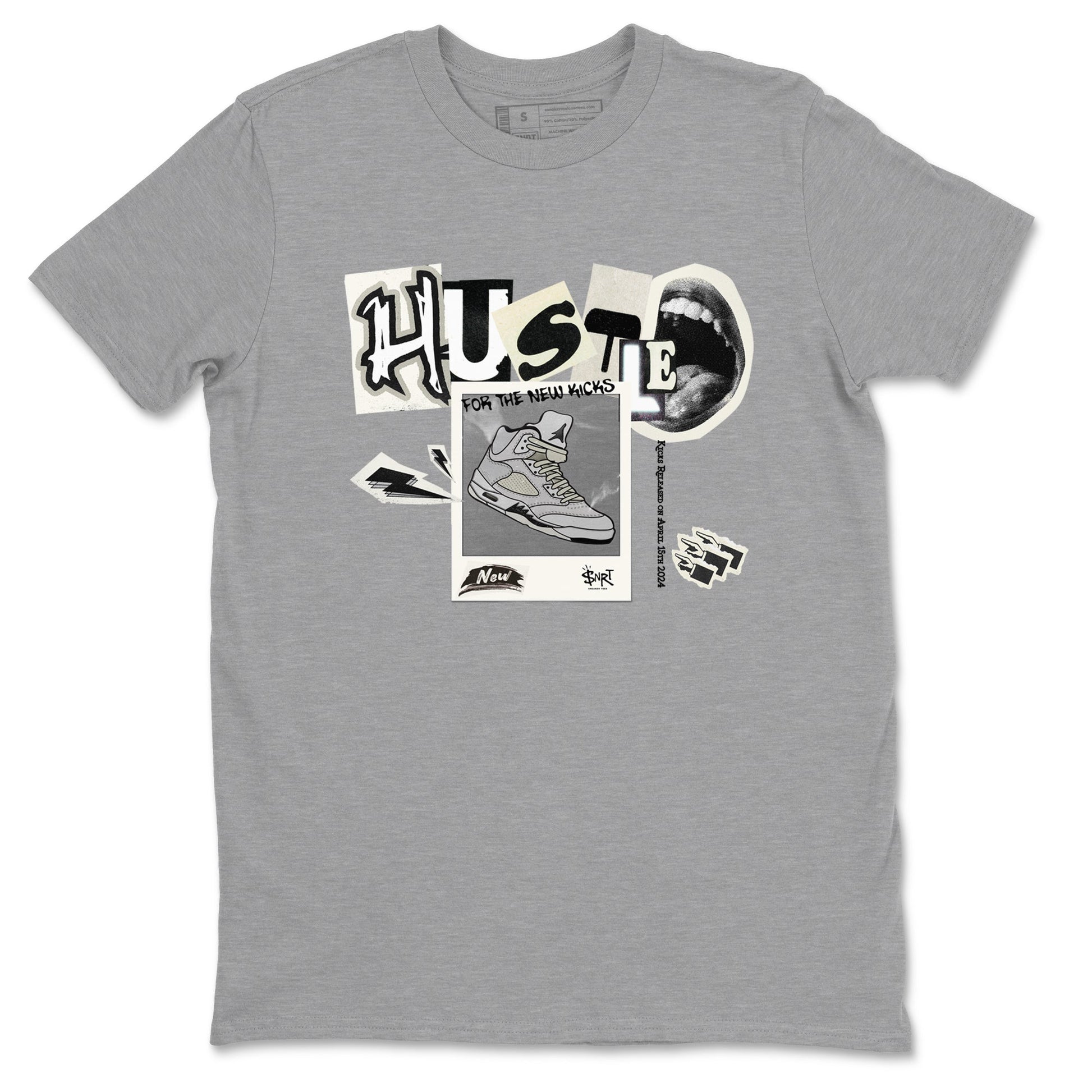 AJ5 Sail shirt to match jordans Hustle For The New Kicks sneaker tees Air Jordan 5 Sail SNRT Sneaker Release Tees unisex cotton Heather Grey 2 crew neck shirt