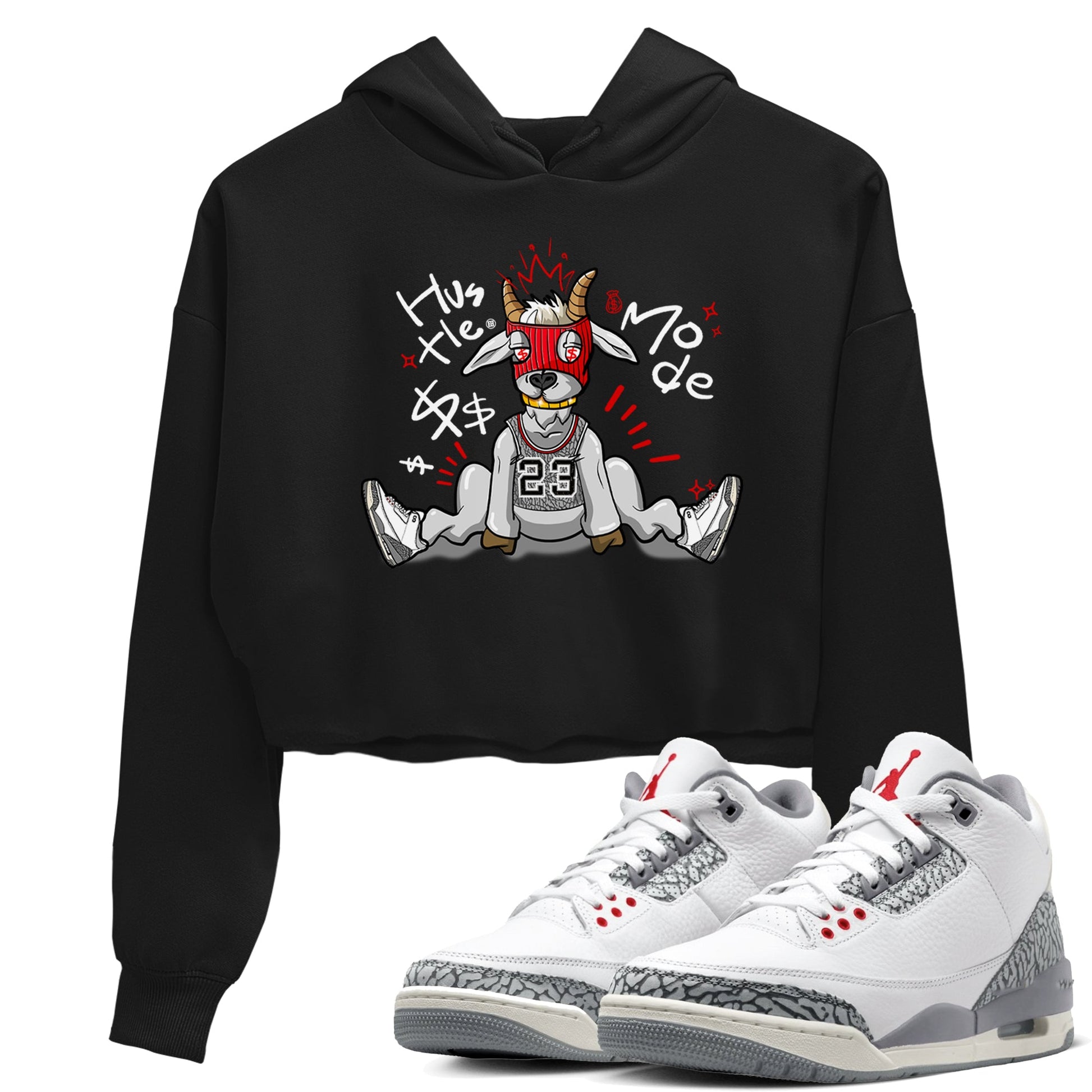 Jordan 3 Retro Cement Grey shirts to match jordans Hustle Goat sneaker match tees 3 Cement Grey SNRT Sneaker Release Tees unisex cotton Black 1 Crop Shirts