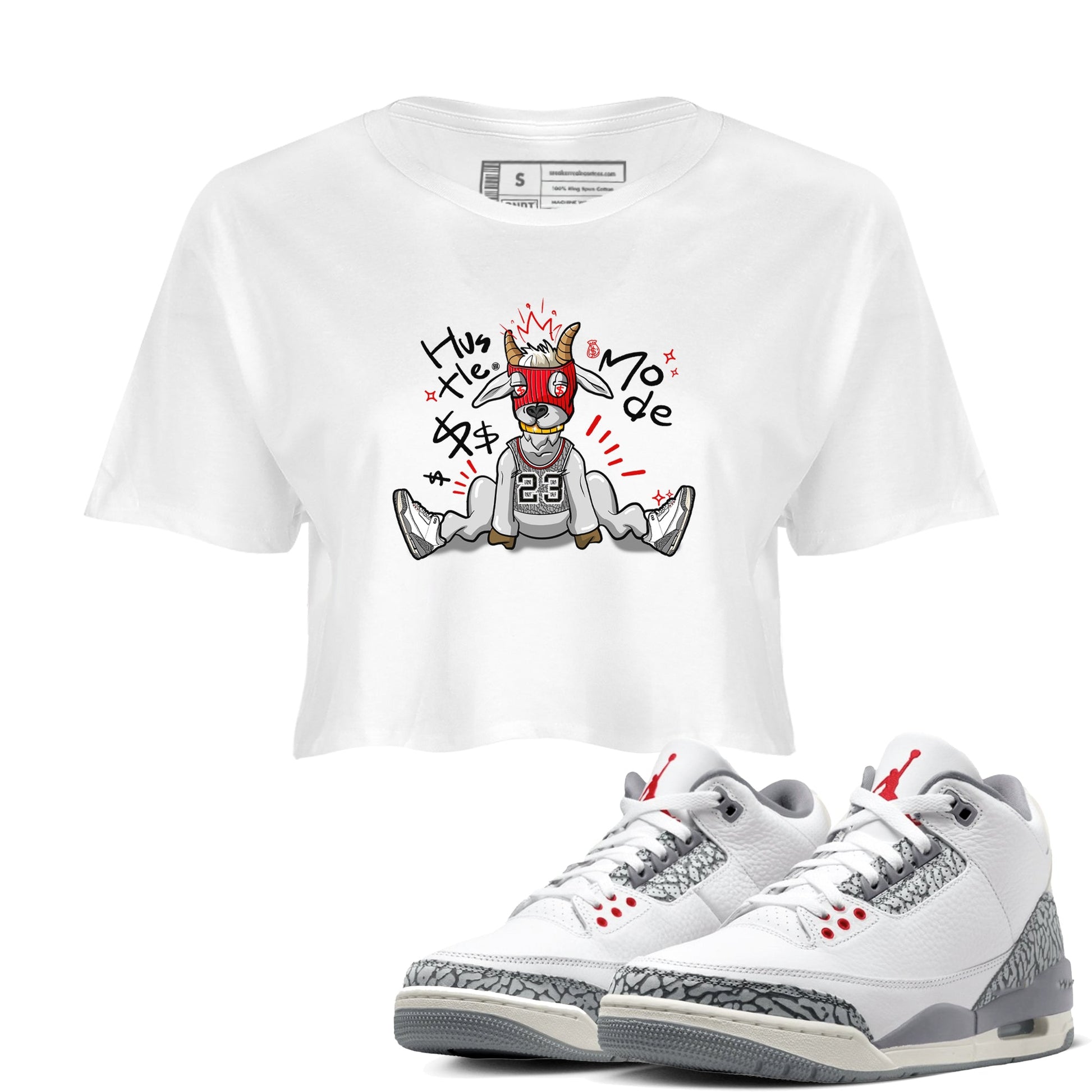 Jordan 3 Retro Cement Grey shirts to match jordans Hustle Goat sneaker match tees 3 Cement Grey SNRT Sneaker Release Tees unisex cotton White 1 Crop Shirts