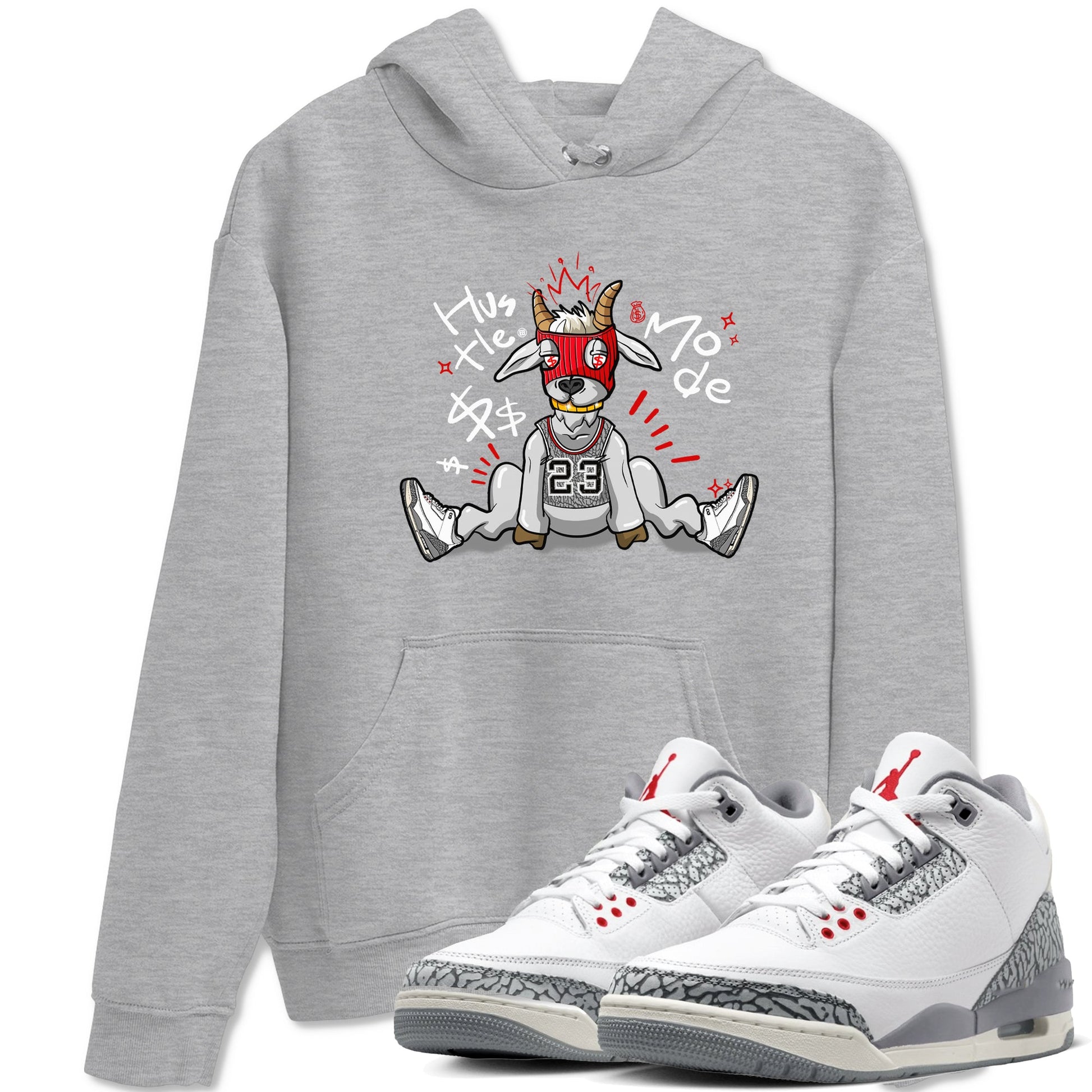 Jordan 3 Retro Cement Grey shirts to match jordans Hustle Goat sneaker match tees 3 Cement Grey SNRT Sneaker Release Tees unisex cotton Heather Grey 1 crew neck shirts