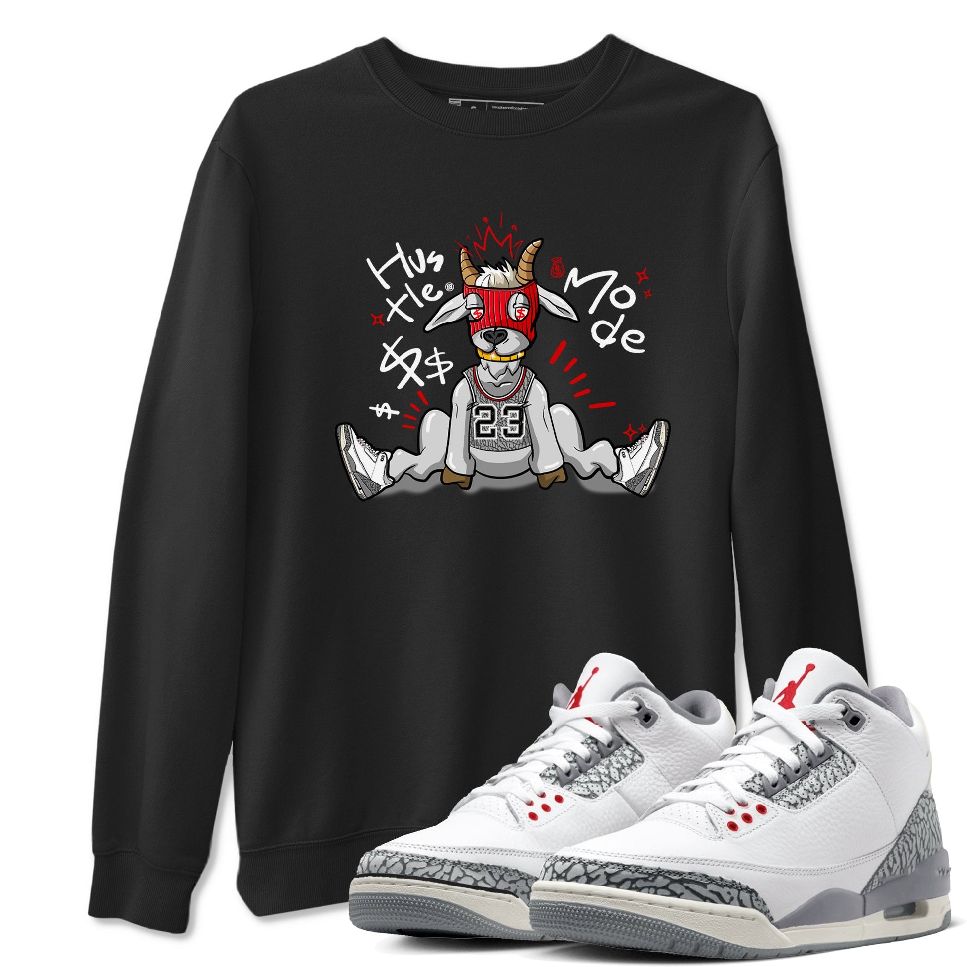 Jordan 3 Retro Cement Grey shirts to match jordans Hustle Goat sneaker match tees 3 Cement Grey SNRT Sneaker Release Tees unisex cotton Black 1 crew neck shirts