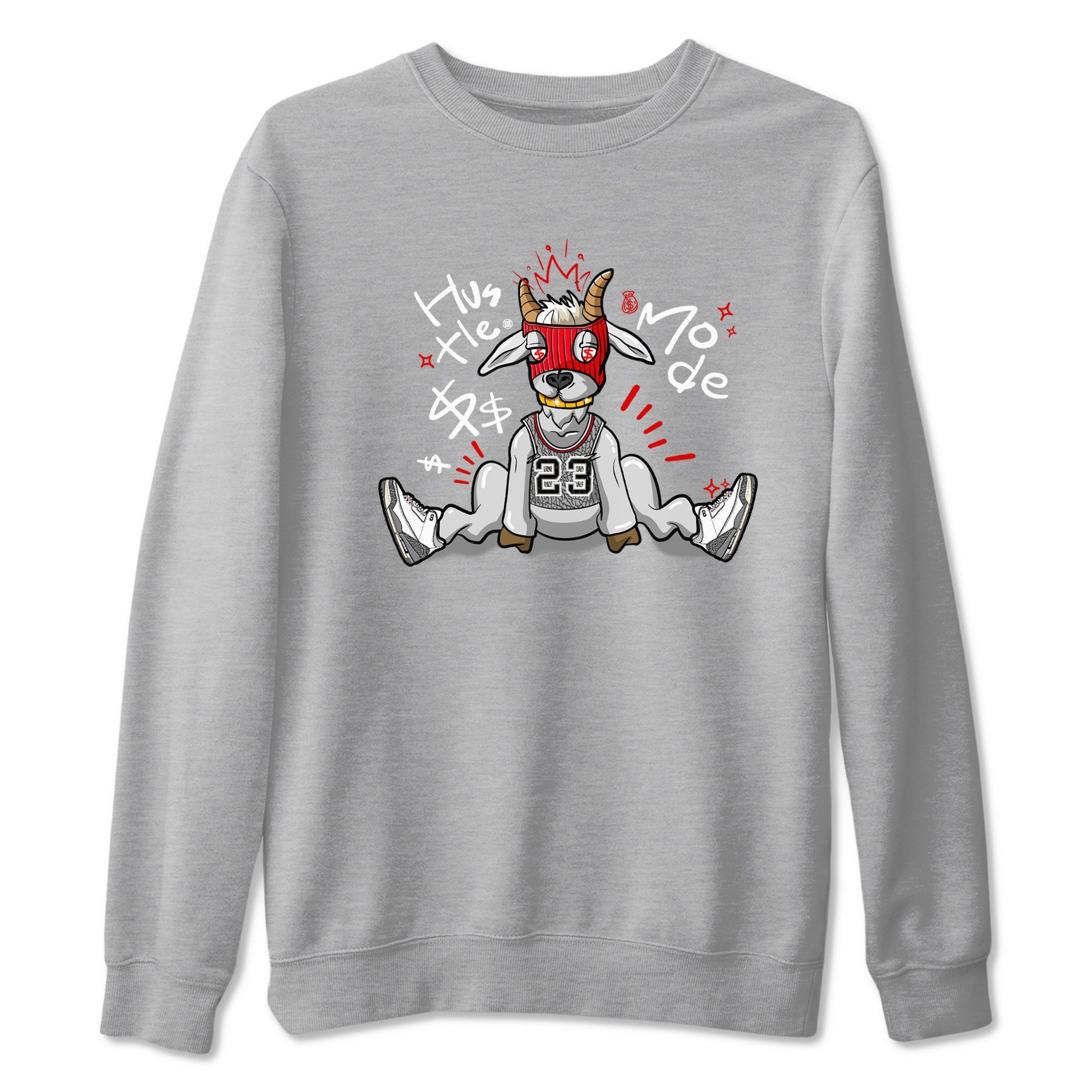 Jordan 3 Retro Cement Grey shirts to match jordans Hustle Goat sneaker match tees 3 Cement Grey SNRT Sneaker Release Tees unisex cotton Heather Grey 2 crew neck shirts