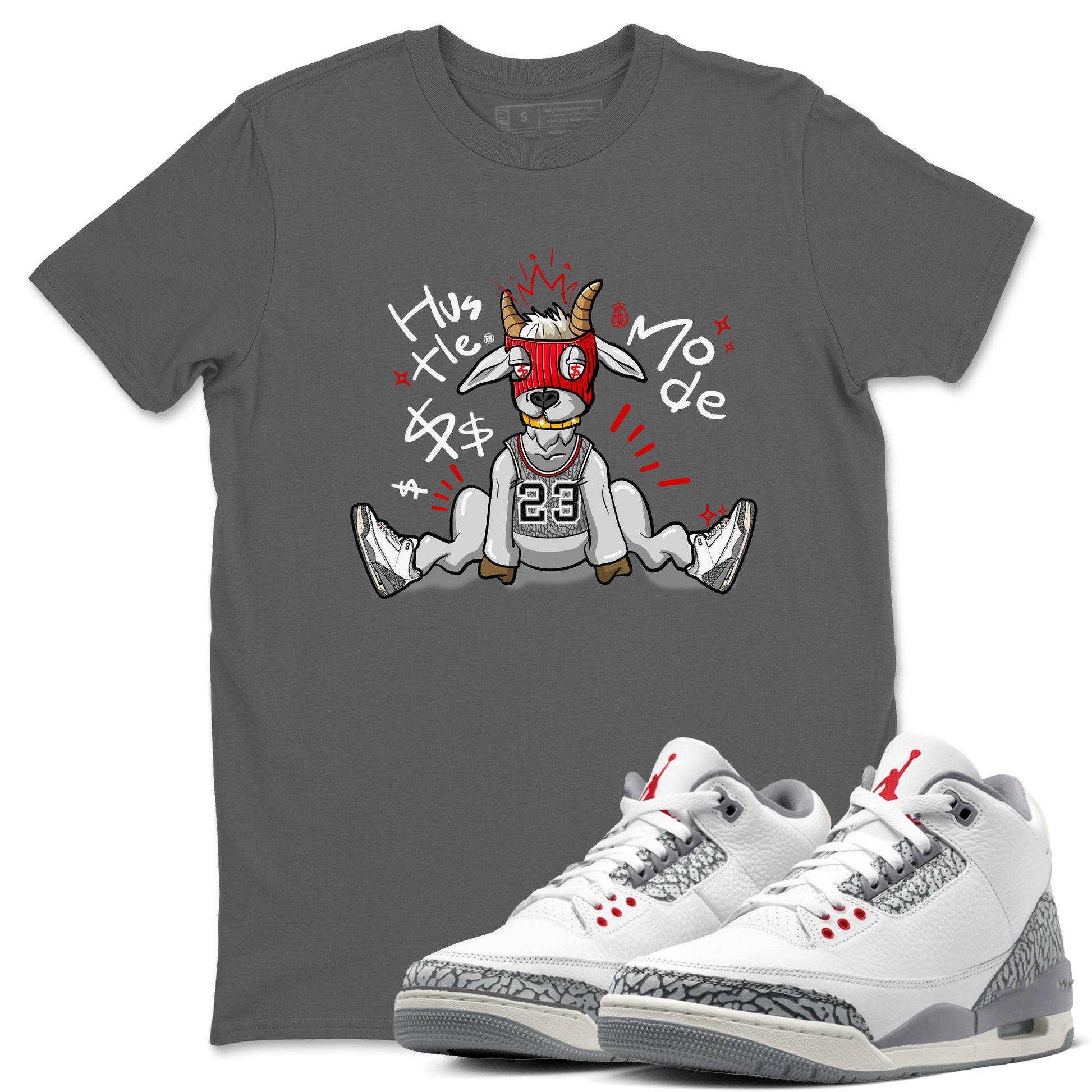 Jordan 3 Retro Cement Grey shirts to match jordans Hustle Goat sneaker match tees 3 Cement Grey SNRT Sneaker Release Tees unisex cotton Cool Grey 1 crew neck shirts