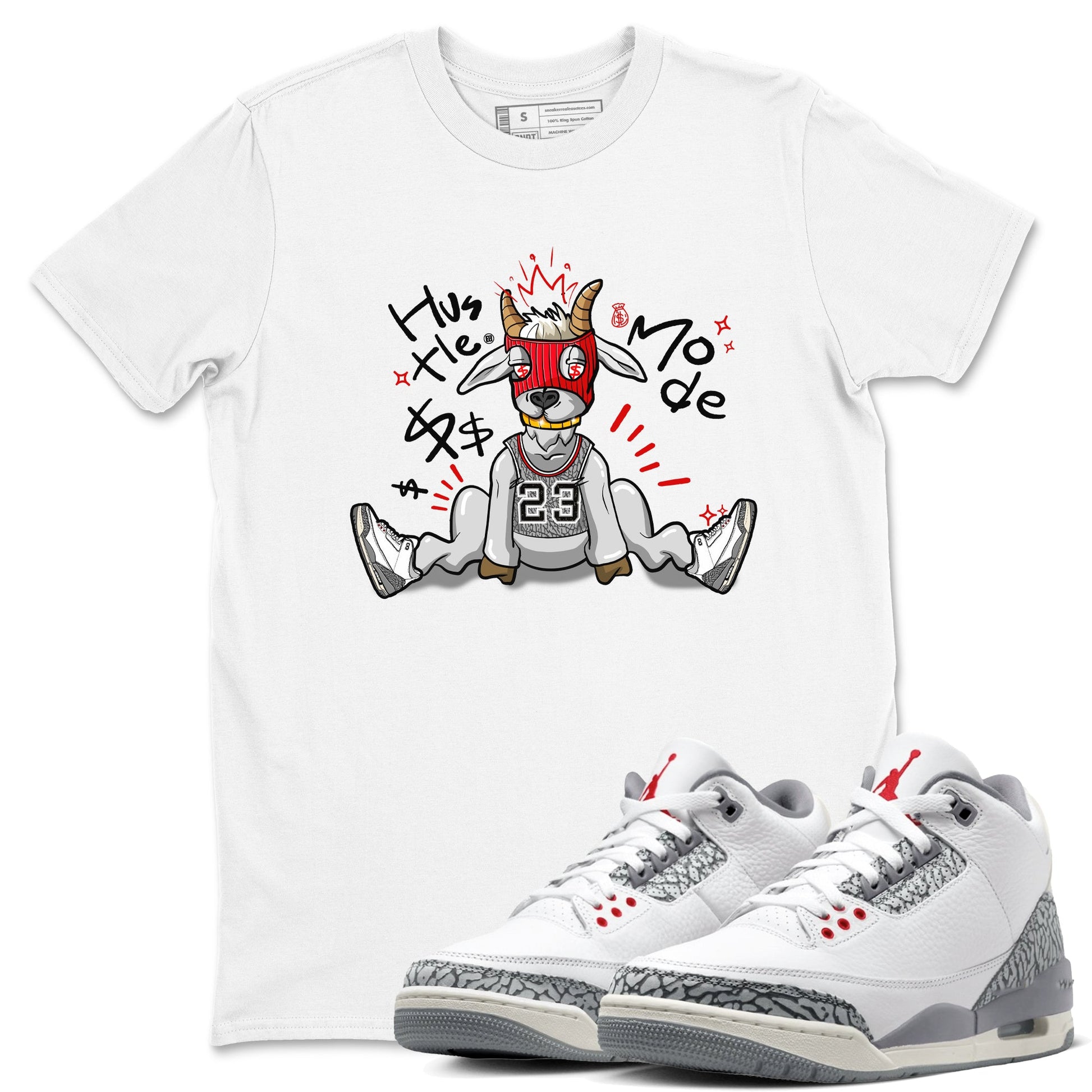 Jordan 3 Retro Cement Grey shirts to match jordans Hustle Goat sneaker match tees 3 Cement Grey SNRT Sneaker Release Tees unisex cotton White 1 crew neck shirts