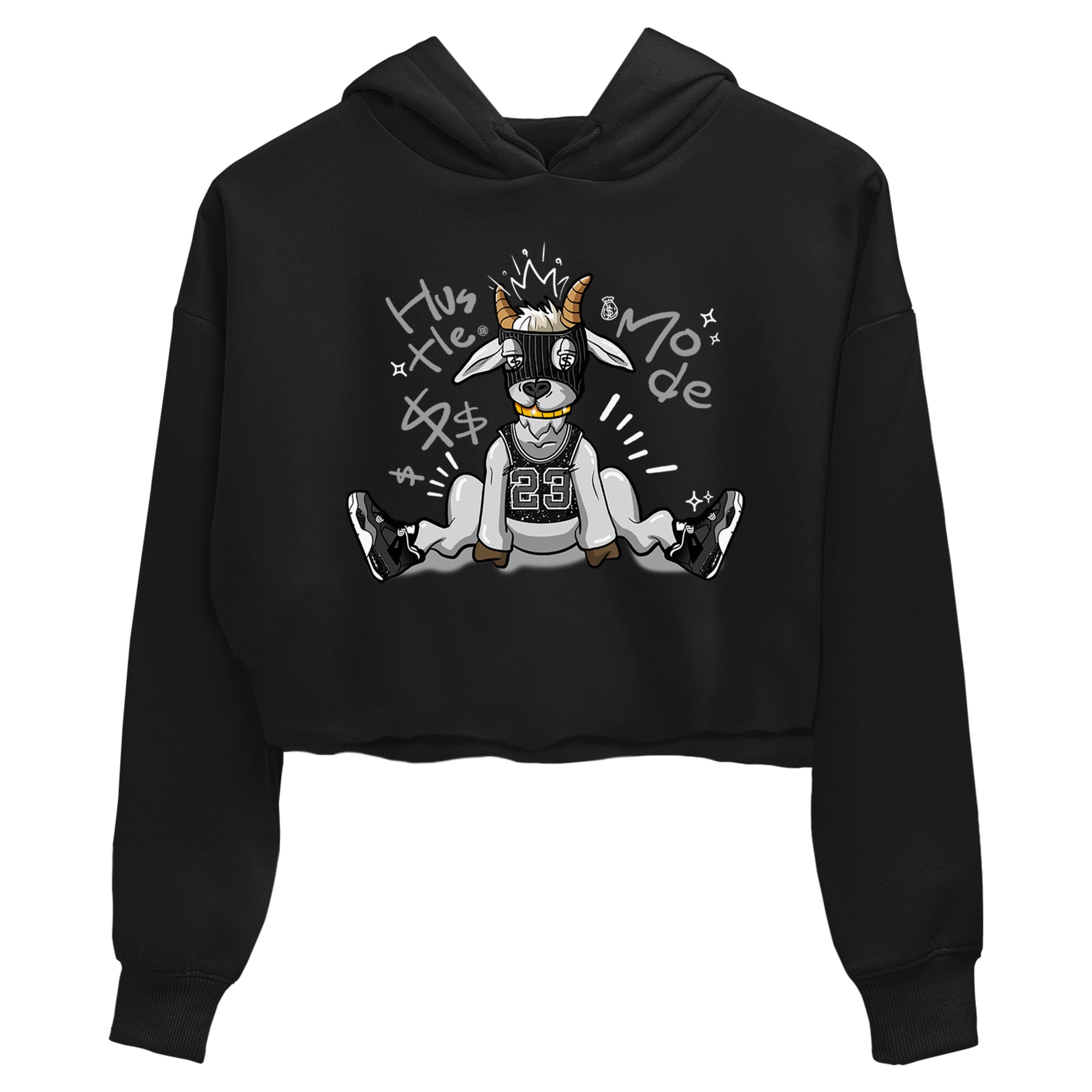 4s Fear shirts to match jordans Hustle Goat sneaker match tees Air Jordan 4 Retro Fear match shoes to clothes SNRT Sneaker Tees unisex cotton Black 2 crop tee