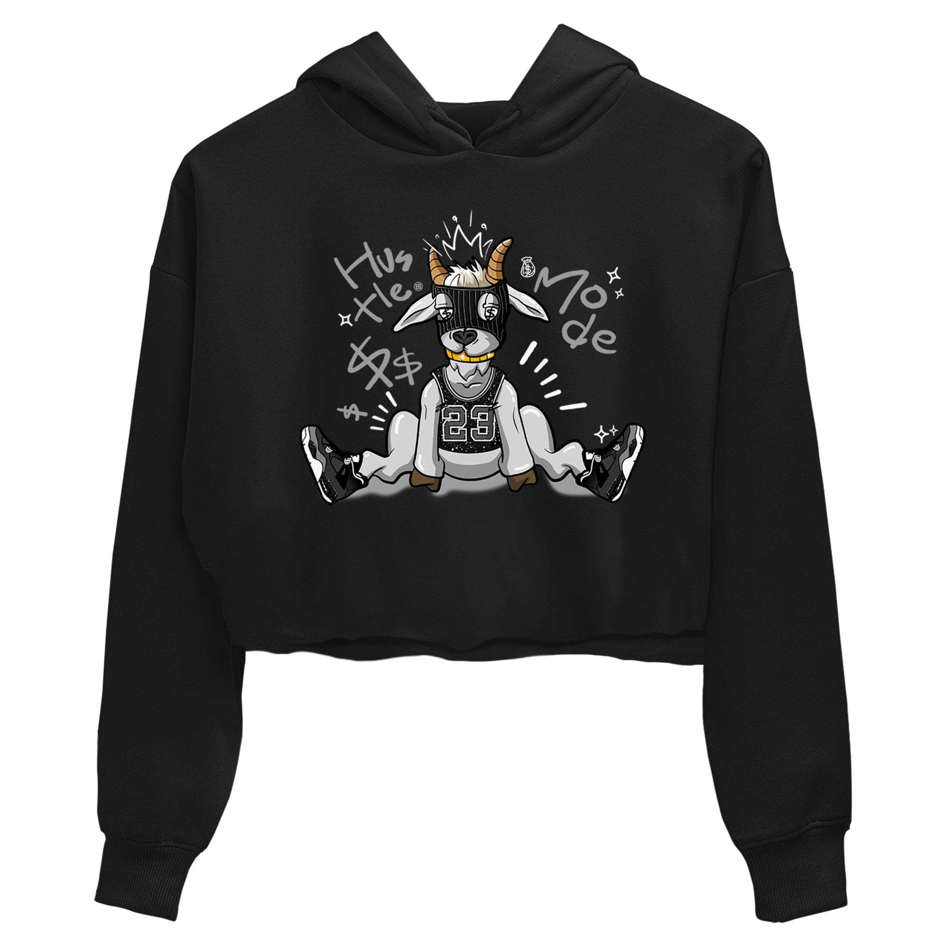 4s Fear shirts to match jordans Hustle Goat sneaker match tees Air Jordan 4 Retro Fear match shoes to clothes SNRT Sneaker Tees unisex cotton Black 2 crop tee
