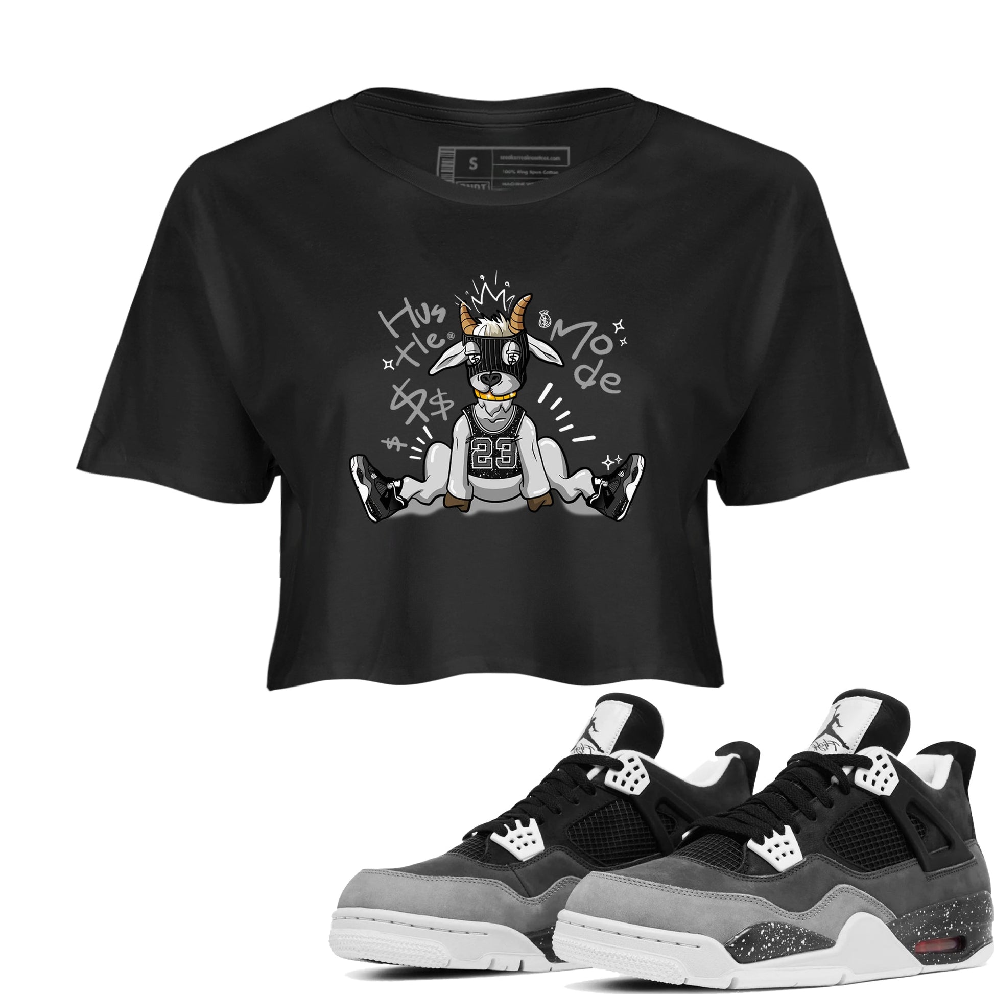 4s Fear shirts to match jordans Hustle Goat sneaker match tees Air Jordan 4 Retro Fear match shoes to clothes SNRT Sneaker Tees unisex cotton Black 1 crop tee