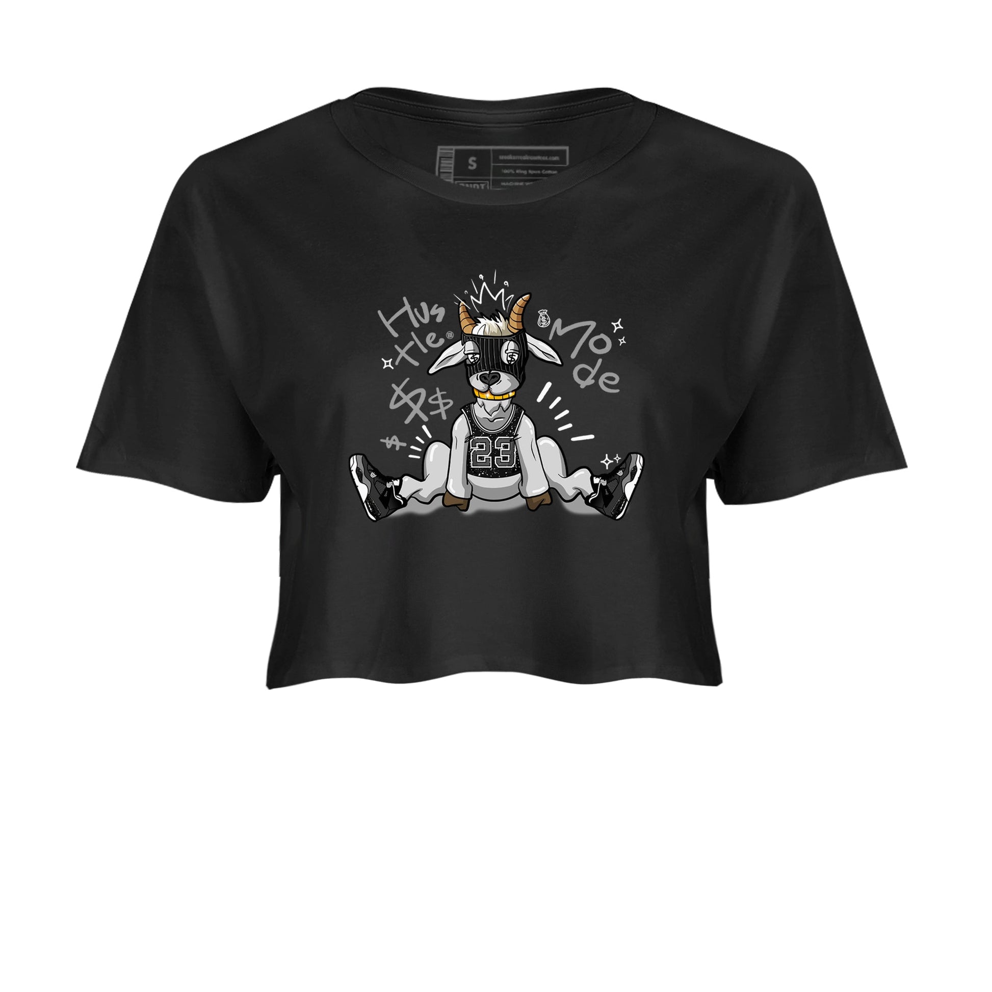 4s Fear shirts to match jordans Hustle Goat sneaker match tees Air Jordan 4 Retro Fear match shoes to clothes SNRT Sneaker Tees unisex cotton Black 2 crop tee