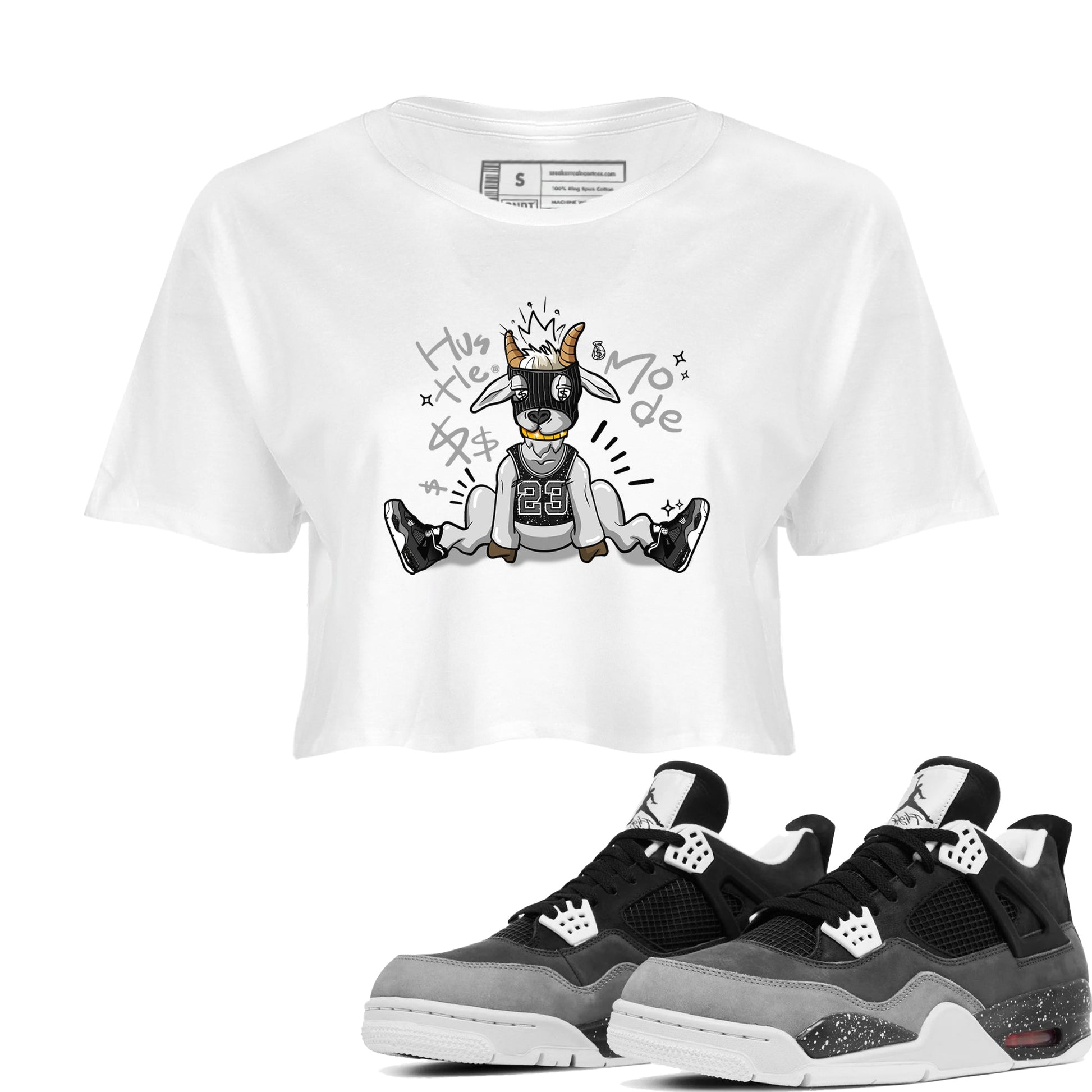 4s Fear shirts to match jordans Hustle Goat sneaker match tees Air Jordan 4 Retro Fear match shoes to clothes SNRT Sneaker Tees unisex cotton White 1 crop tee