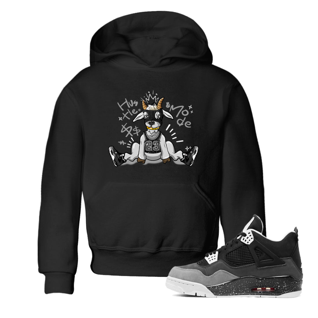4s Fear shirts to match jordans Hustle Goat sneaker match tees Air Jordan 4 Retro Fear match shoes to clothes SNRT Sneaker Tees Youth Baby Black 1 tee