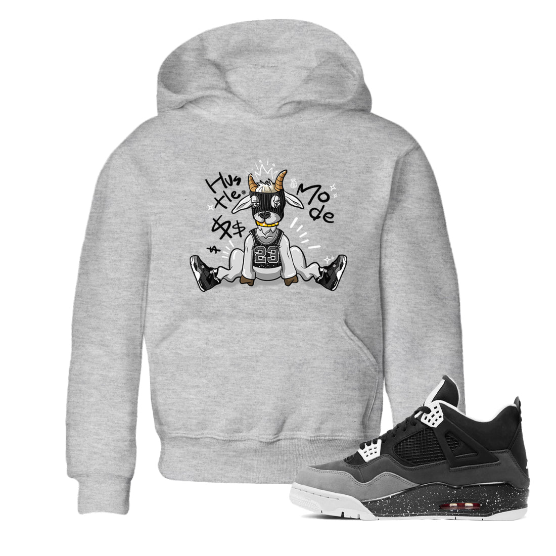 4s Fear shirts to match jordans Hustle Goat sneaker match tees Air Jordan 4 Retro Fear match shoes to clothes SNRT Sneaker Tees Youth Baby Heather Grey 1 tee