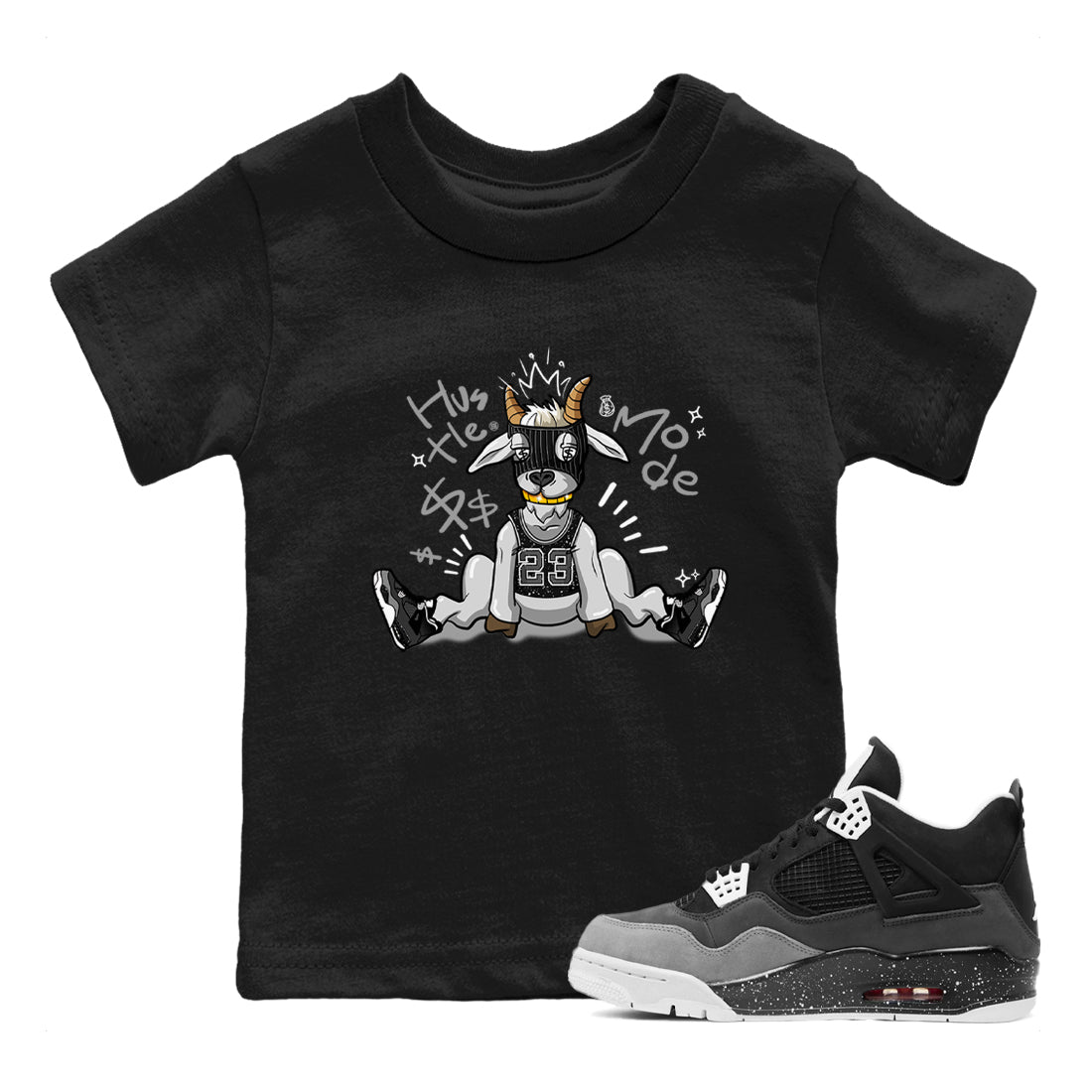 4s Fear shirts to match jordans Hustle Goat sneaker match tees Air Jordan 4 Retro Fear match shoes to clothes SNRT Sneaker Tees Youth Baby Black 1 tee