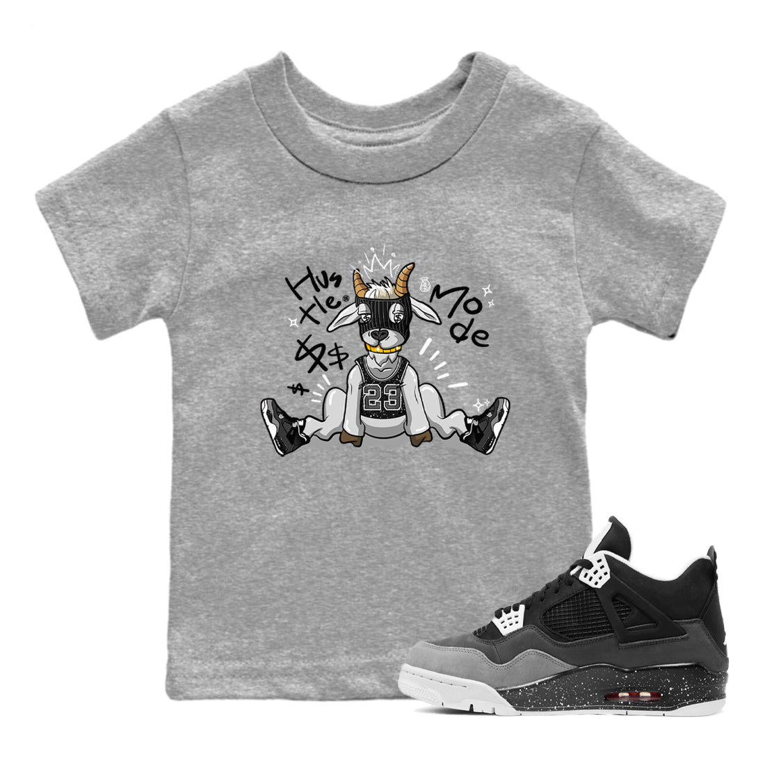 4s Fear shirts to match jordans Hustle Goat sneaker match tees Air Jordan 4 Retro Fear match shoes to clothes SNRT Sneaker Tees Youth Baby Heather Grey 1 tee