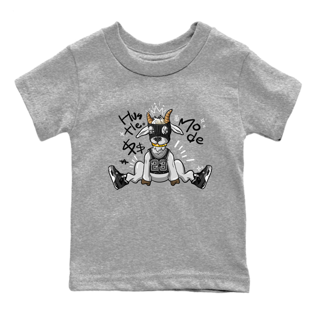 4s Fear shirts to match jordans Hustle Goat sneaker match tees Air Jordan 4 Retro Fear match shoes to clothes SNRT Sneaker Tees Youth Baby Heather Grey 2 tee