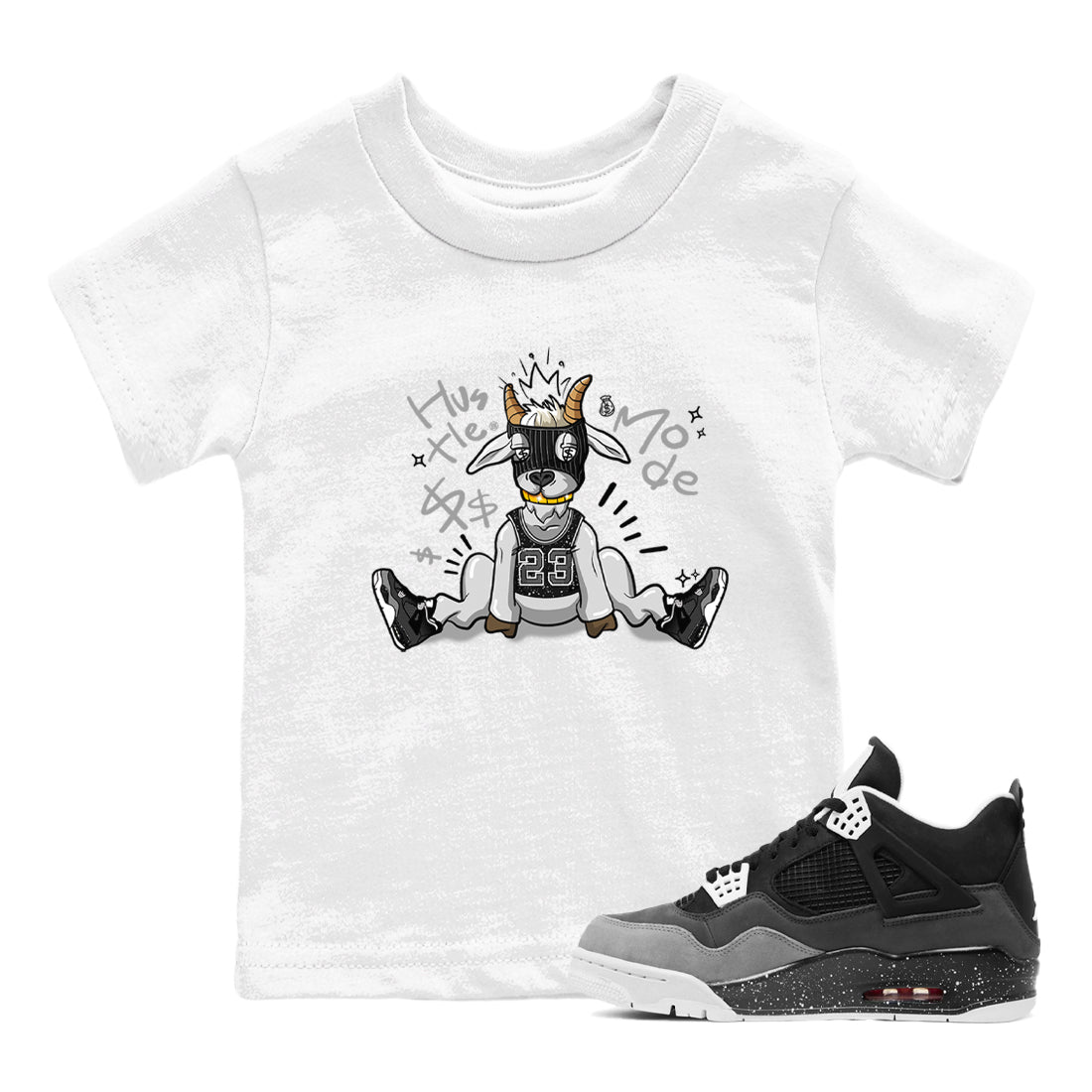 4s Fear shirts to match jordans Hustle Goat sneaker match tees Air Jordan 4 Retro Fear match shoes to clothes SNRT Sneaker Tees Youth Baby White 1 tee
