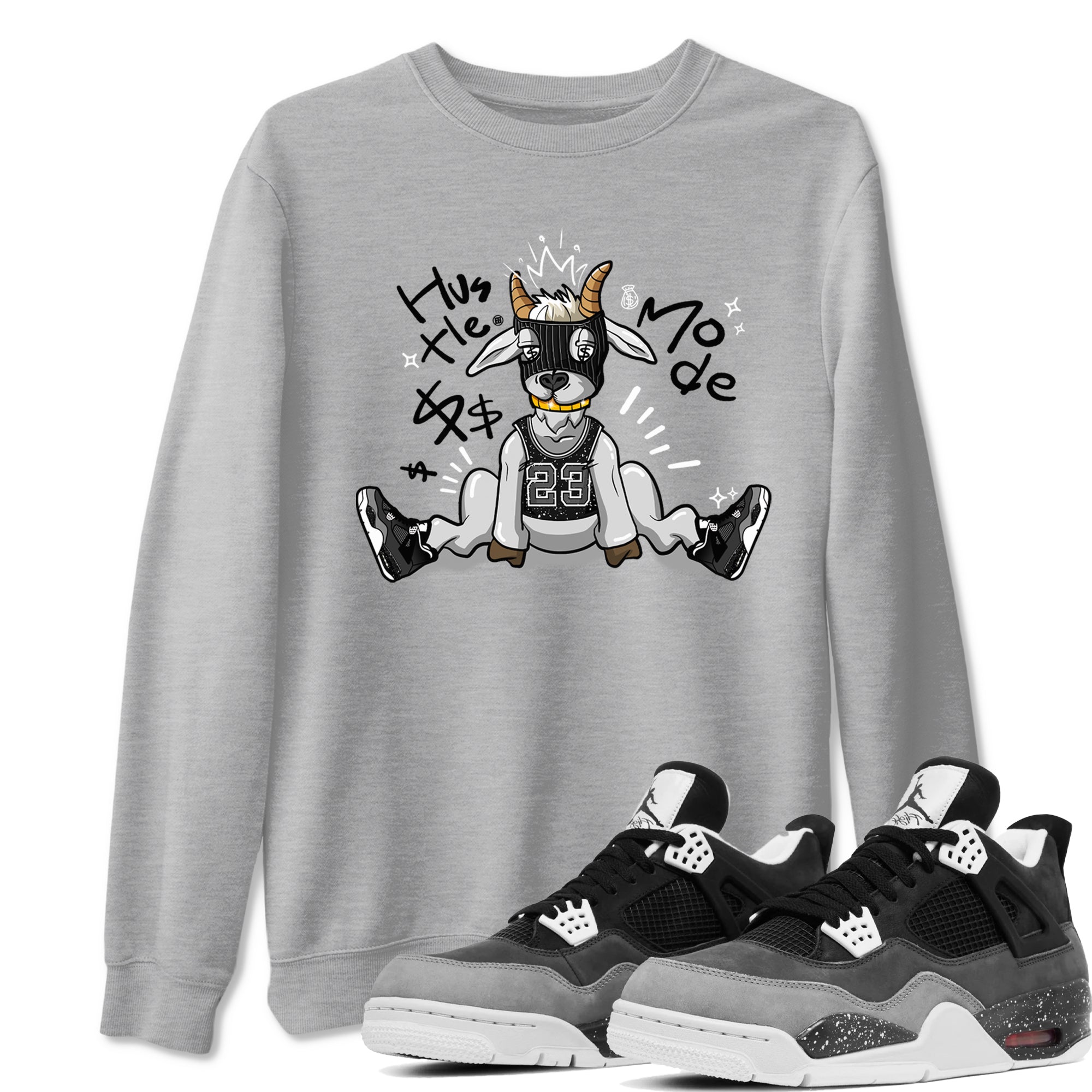 4s Fear shirts to match jordans Hustle Goat sneaker match tees Air Jordan 4 Retro Fear match shoes to clothes SNRT Sneaker Tees unisex cotton Heather Grey 1 shirts