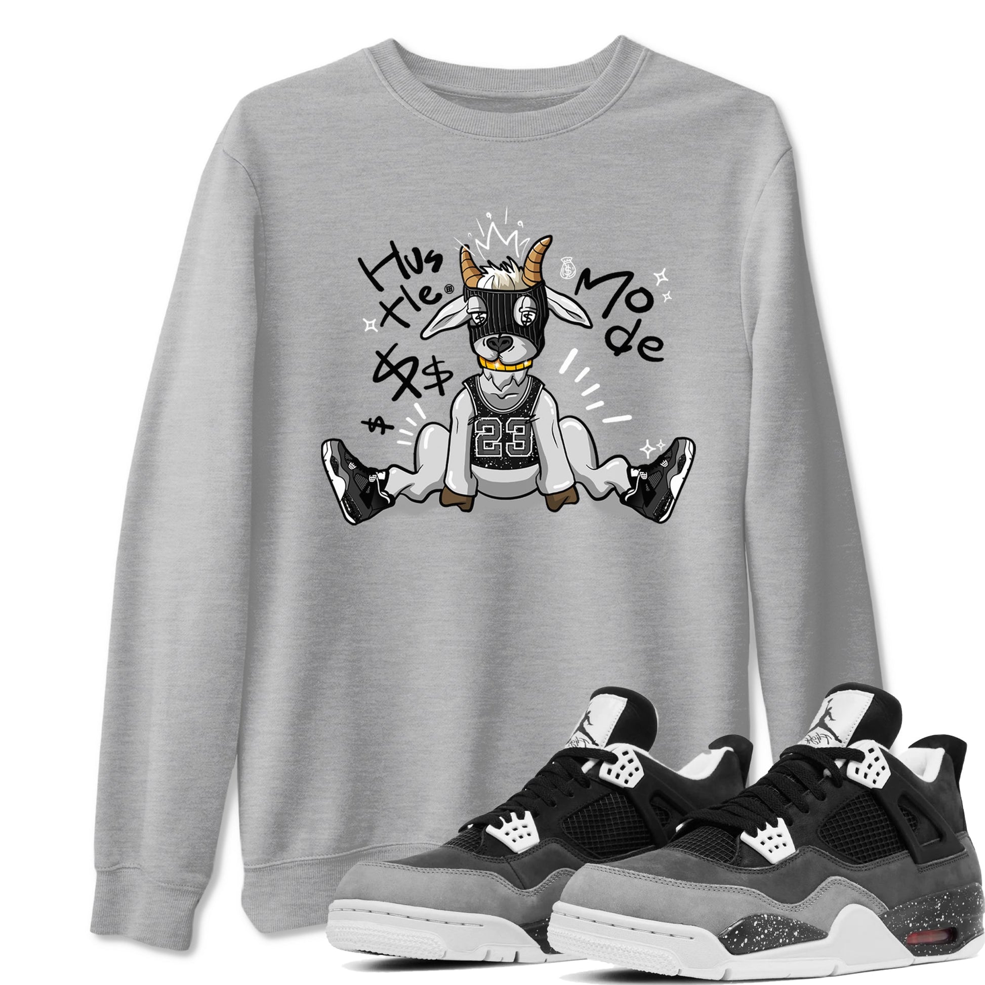 4s Fear shirts to match jordans Hustle Goat sneaker match tees Air Jordan 4 Retro Fear match shoes to clothes SNRT Sneaker Tees unisex cotton Heather Grey 1 shirts