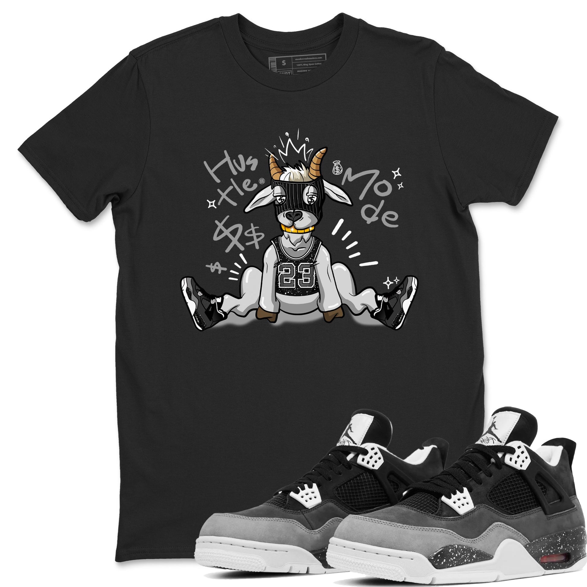 4s Fear shirts to match jordans Hustle Goat sneaker match tees Air Jordan 4 Retro Fear match shoes to clothes SNRT Sneaker Tees unisex cotton Black 1 shirts