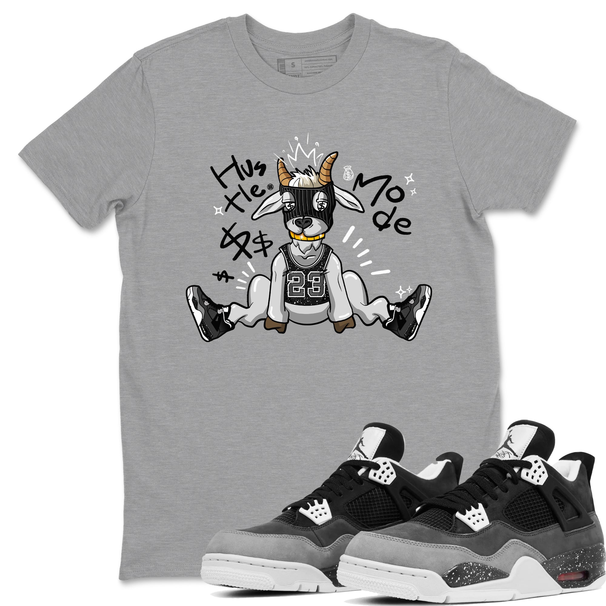 4s Fear shirts to match jordans Hustle Goat sneaker match tees Air Jordan 4 Retro Fear match shoes to clothes SNRT Sneaker Tees unisex cotton Heather Grey 1 shirts