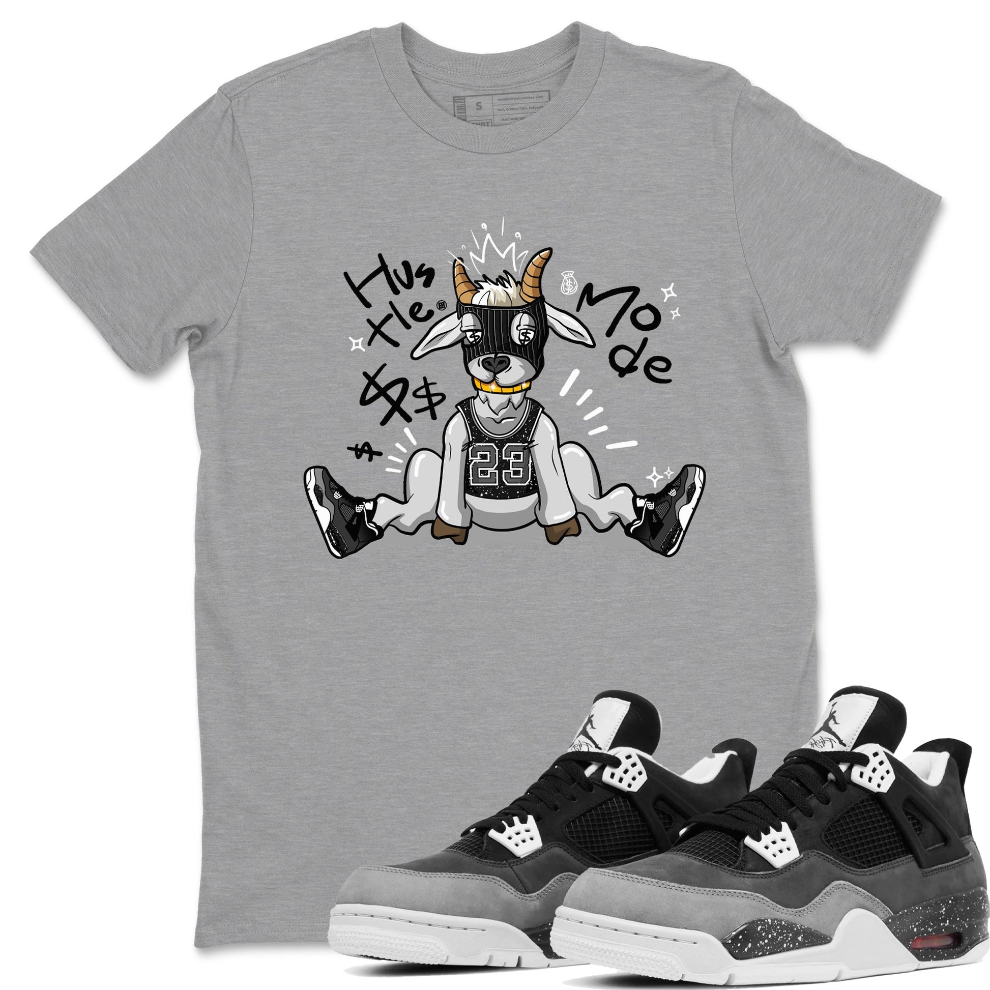 4s Fear shirts to match jordans Hustle Goat sneaker match tees Air Jordan 4 Retro Fear match shoes to clothes SNRT Sneaker Tees unisex cotton Heather Grey 1 shirts