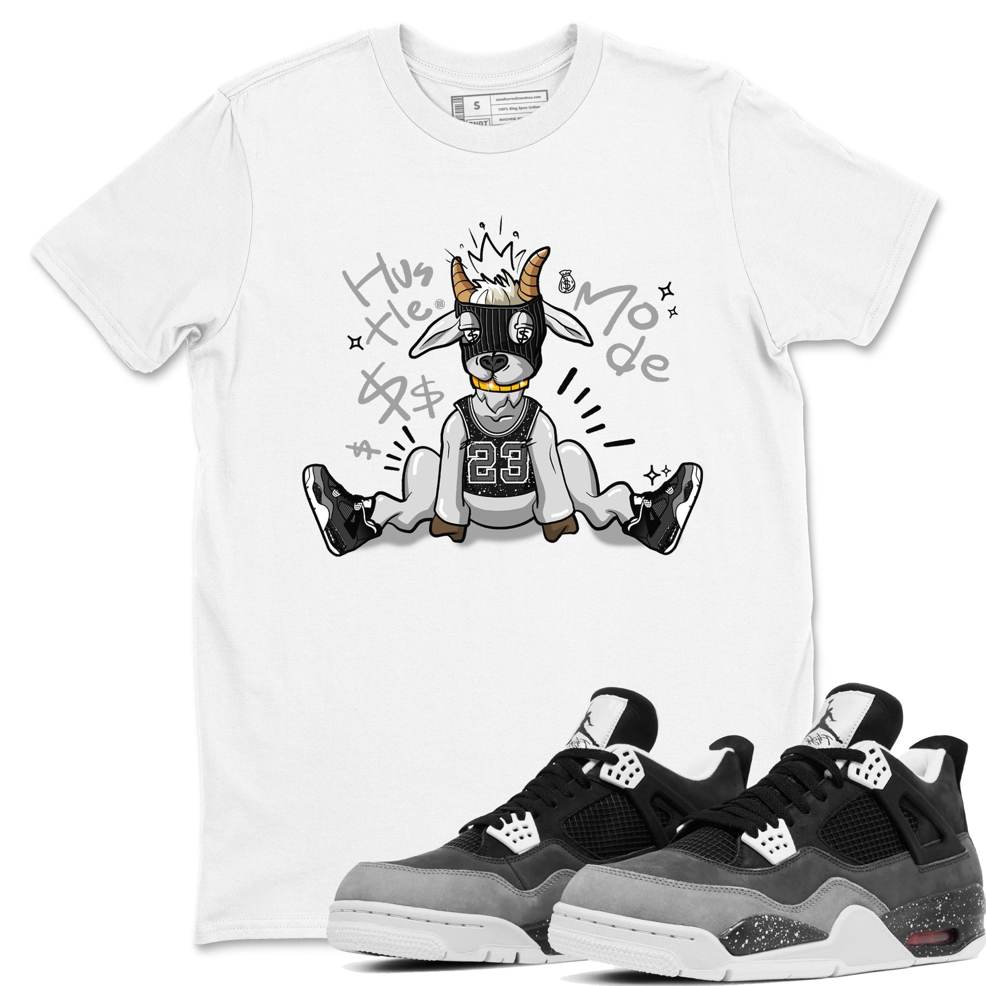 4s Fear shirts to match jordans Hustle Goat sneaker match tees Air Jordan 4 Retro Fear match shoes to clothes SNRT Sneaker Tees unisex cotton White 1 shirts
