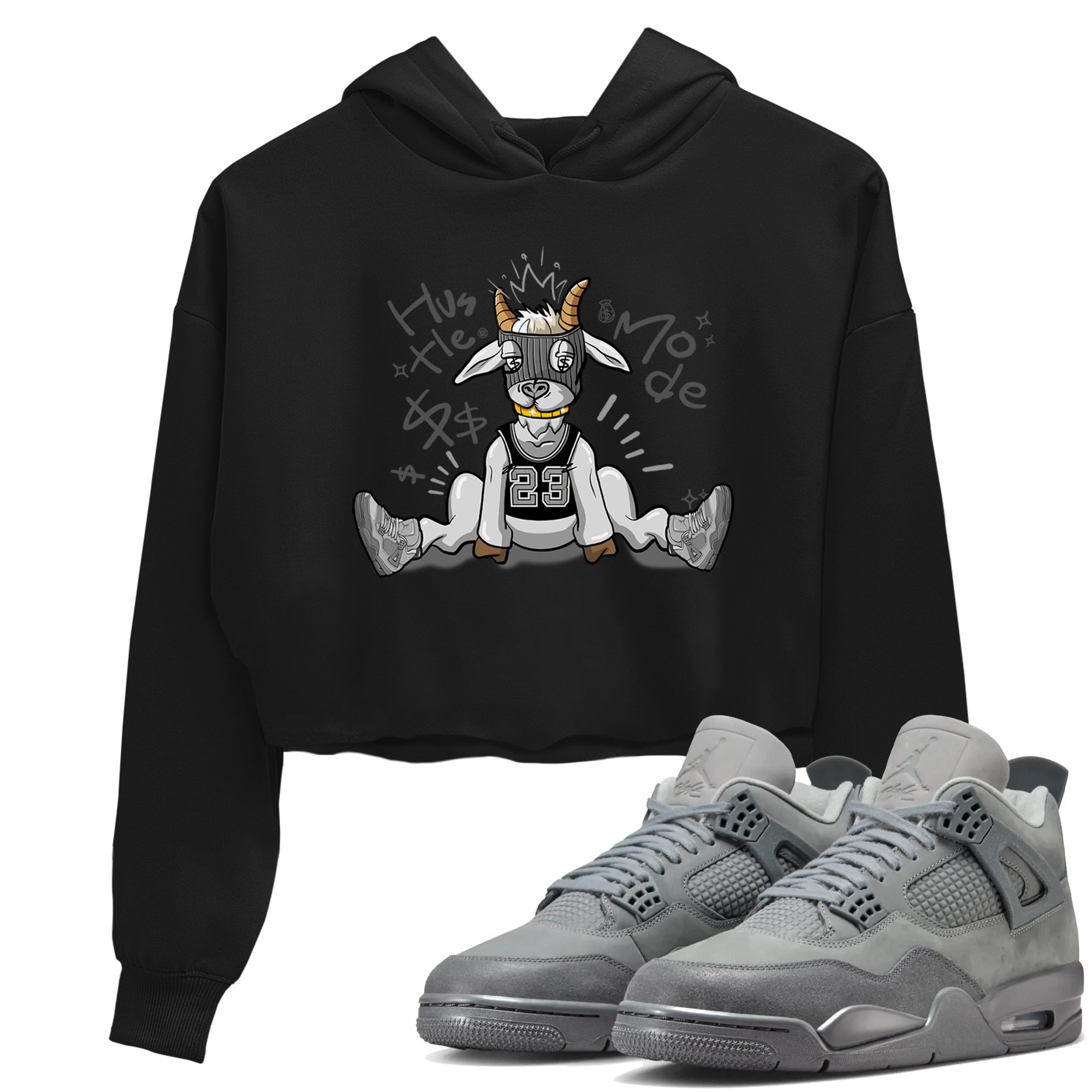 4s Wet Cement shirts to match jordans Hustle Goat sneaker match tees Air Jordan 4 Wet Cement SNRT Sneaker Release Tees unisex cotton Black 1 Crop Shirts