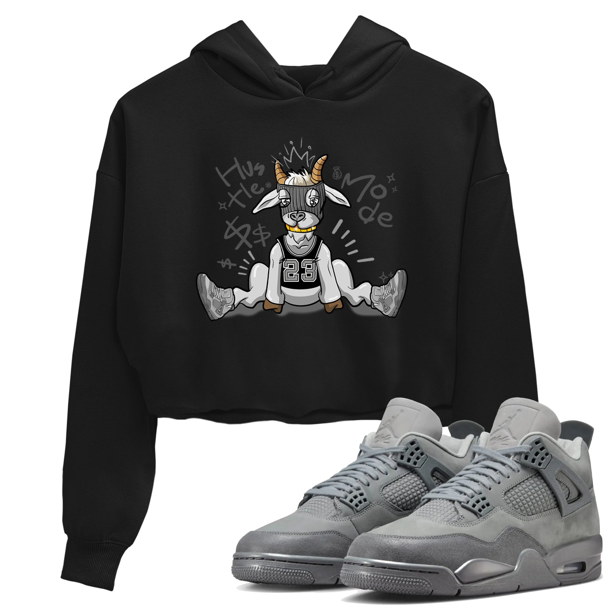 4s Wet Cement shirts to match jordans Hustle Goat sneaker match tees Air Jordan 4 Wet Cement SNRT Sneaker Release Tees unisex cotton Black 1 Crop Shirts