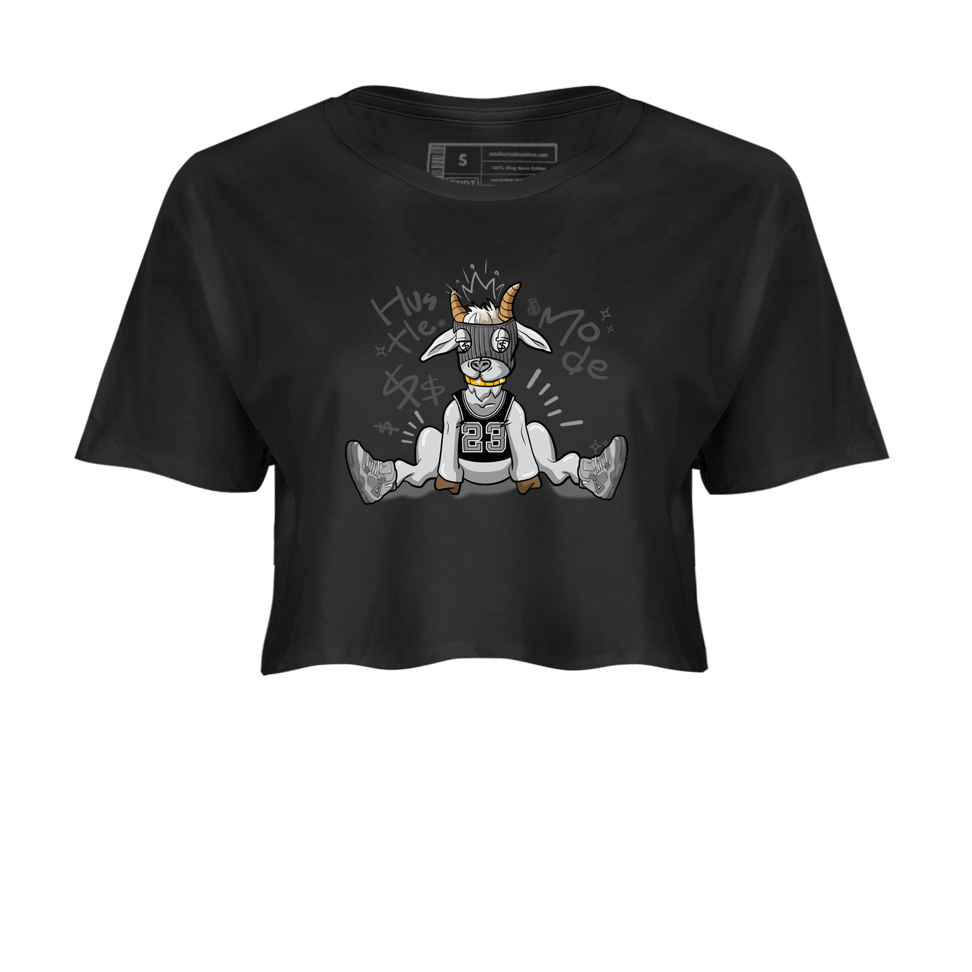 4s Wet Cement shirts to match jordans Hustle Goat sneaker match tees Air Jordan 4 Wet Cement SNRT Sneaker Release Tees unisex cotton Black 2 Crop Shirts