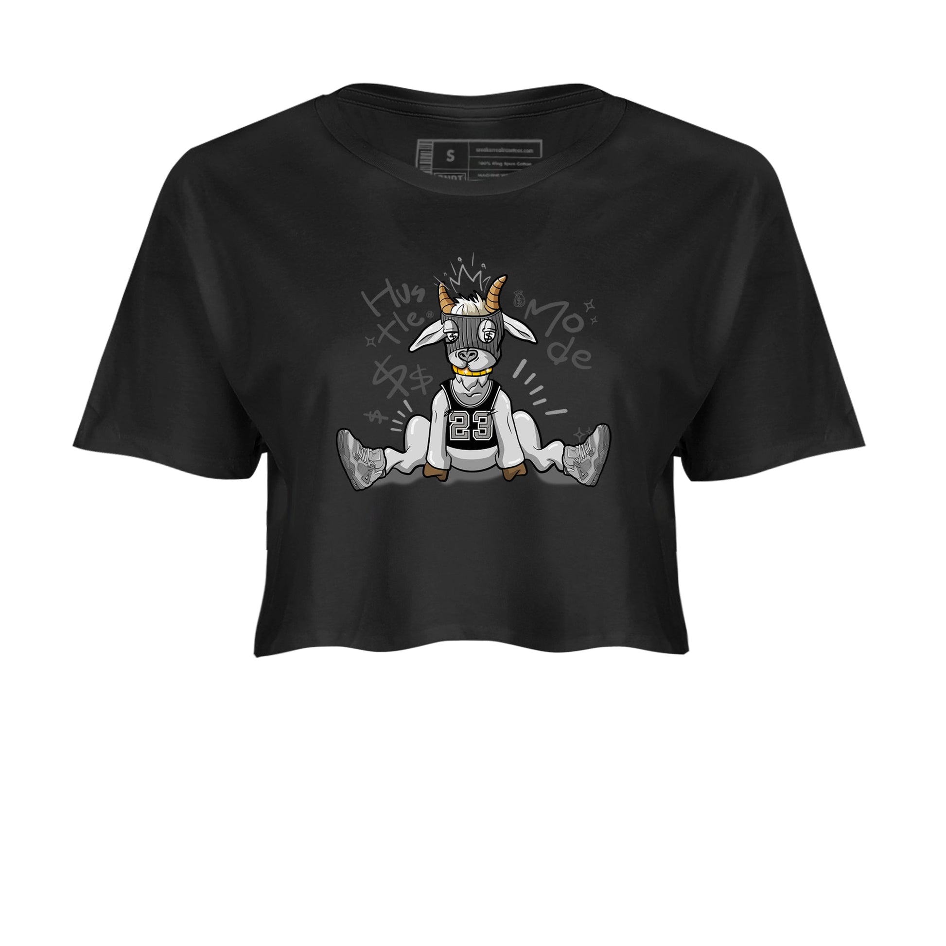 4s Wet Cement shirts to match jordans Hustle Goat sneaker match tees Air Jordan 4 Wet Cement SNRT Sneaker Release Tees unisex cotton Black 2 Crop Shirts