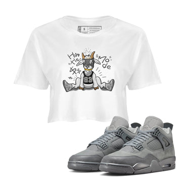 4s Wet Cement shirts to match jordans Hustle Goat sneaker match tees Air Jordan 4 Wet Cement SNRT Sneaker Release Tees unisex cotton White 1 Crop Shirts