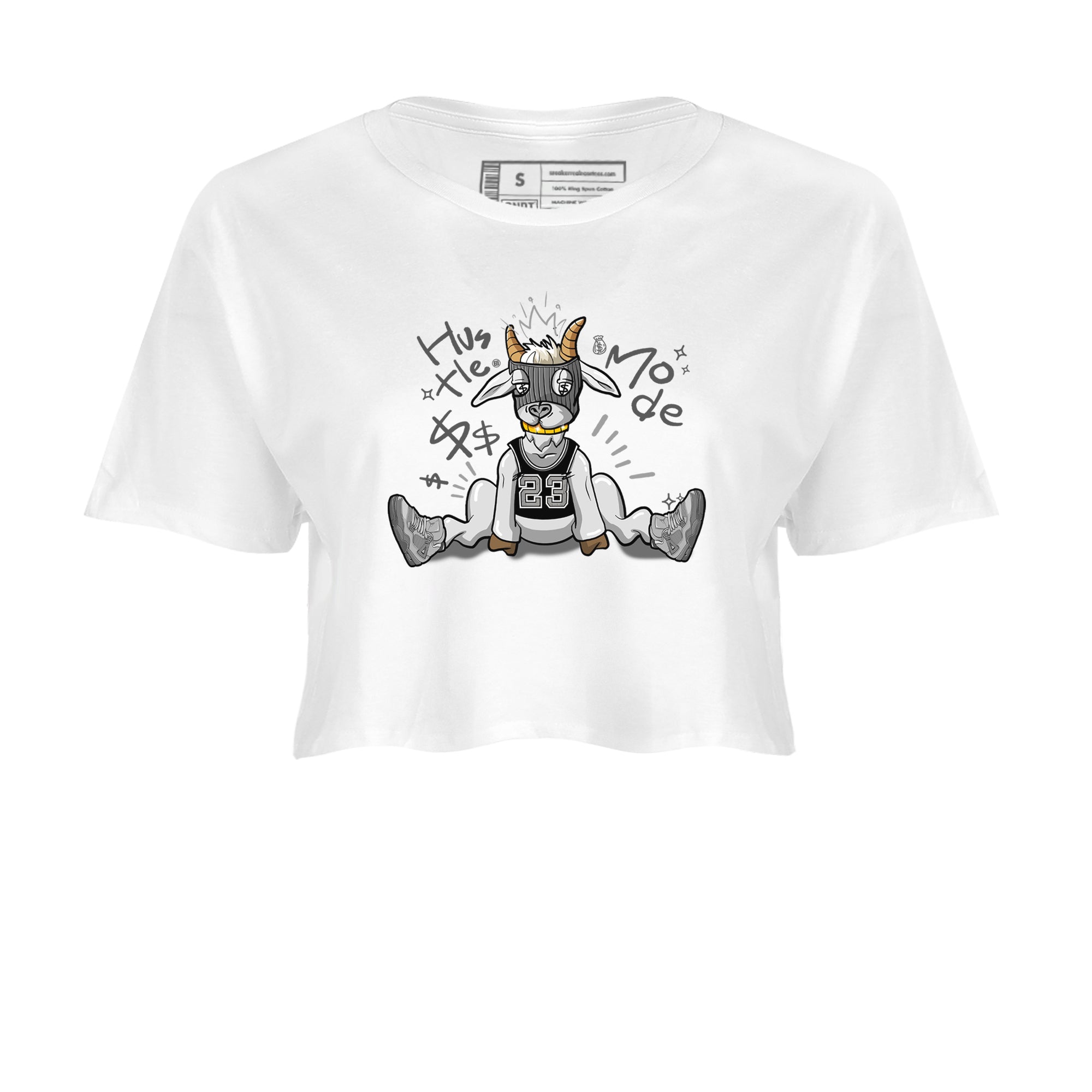 4s Wet Cement shirts to match jordans Hustle Goat sneaker match tees Air Jordan 4 Wet Cement SNRT Sneaker Release Tees unisex cotton White 2 Crop Shirts
